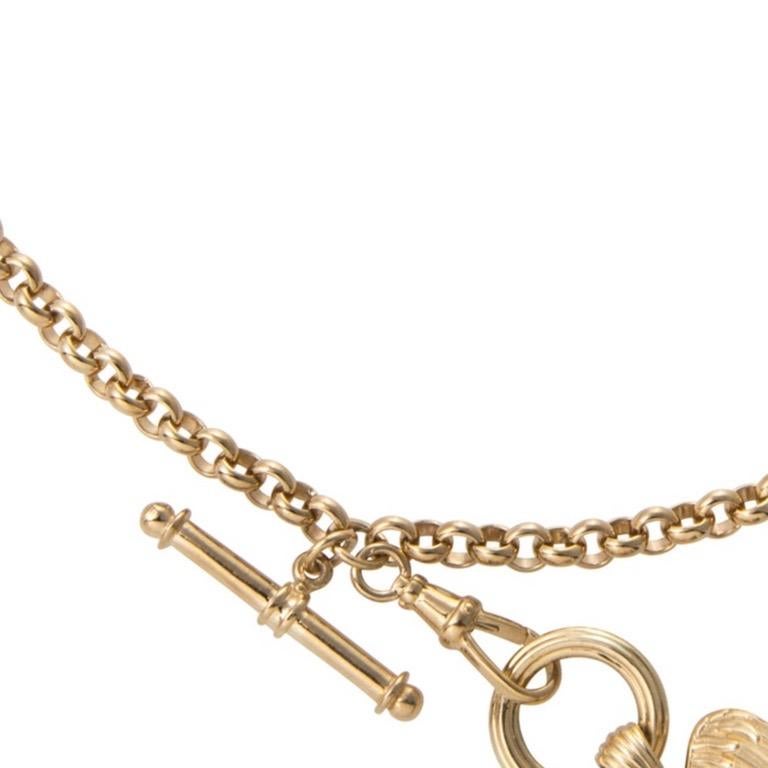 Women's or Men's Rolo Double Albert Chain in 14 Karat Gold For Sale