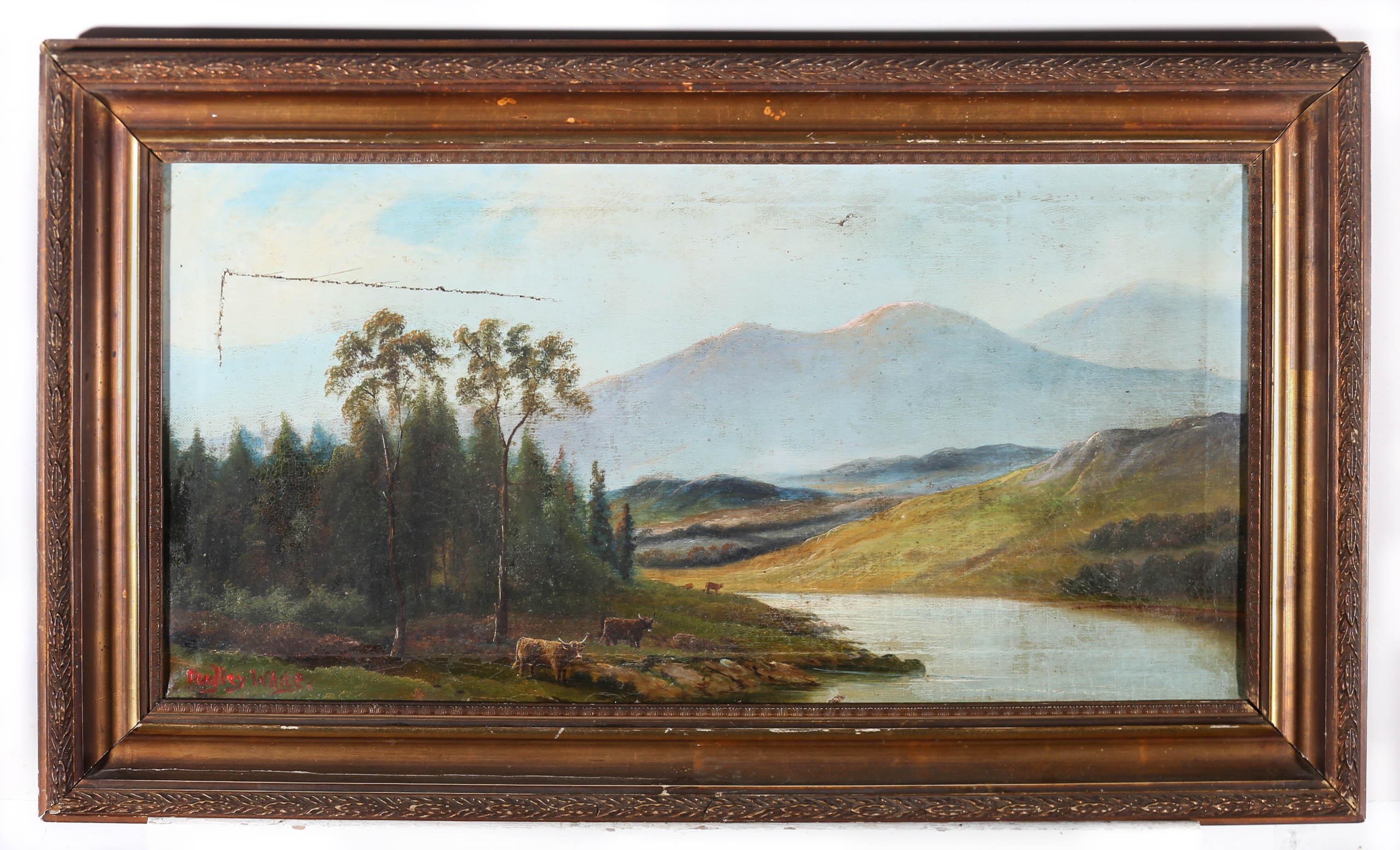 Dudley White - For Restoration 19th Century Oil, Cows in a Highland Landscape 2