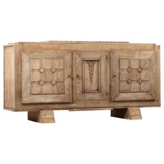 Dudouyt, Bleached Solid Oak Sideboard, France, 1940s