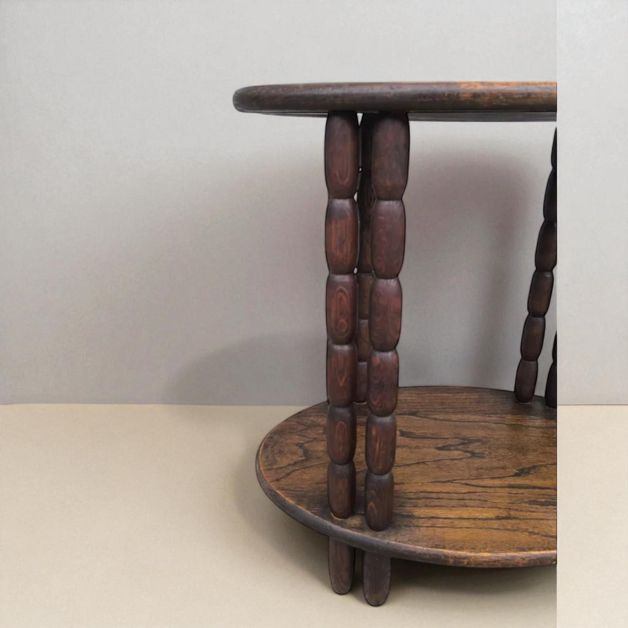 Dudouyt-Inspired Oval Side Table  Mid-20th Century Style  Dark-Stained Oak In Good Condition For Sale In Kaštel Sućurac, HR