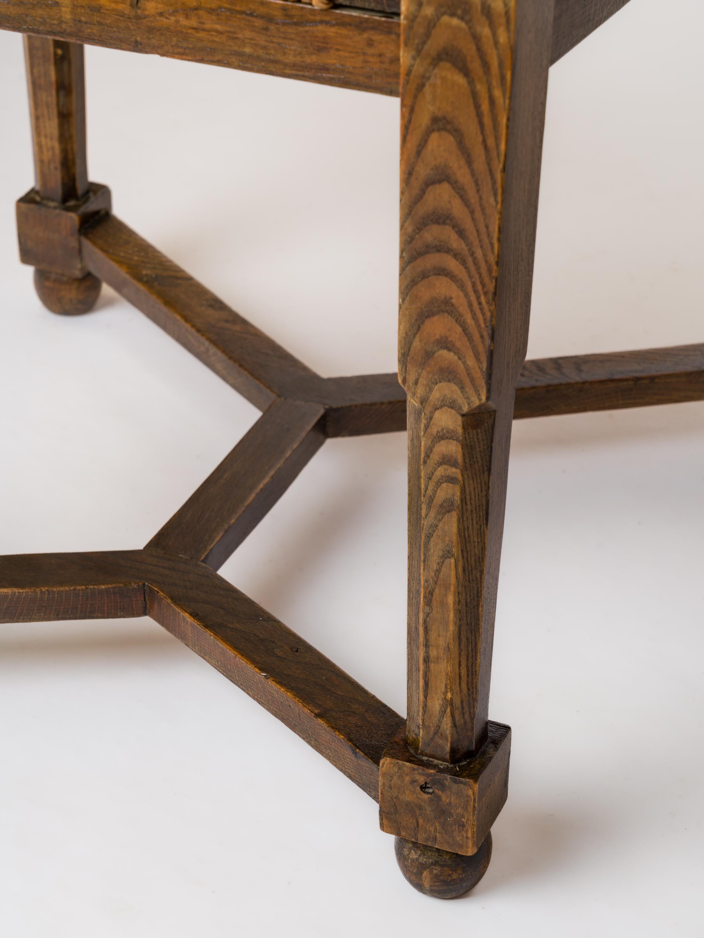 Dudouyt Inspired Regionalist Armchairs in Stained Oak & Rush - France 1940's For Sale 2