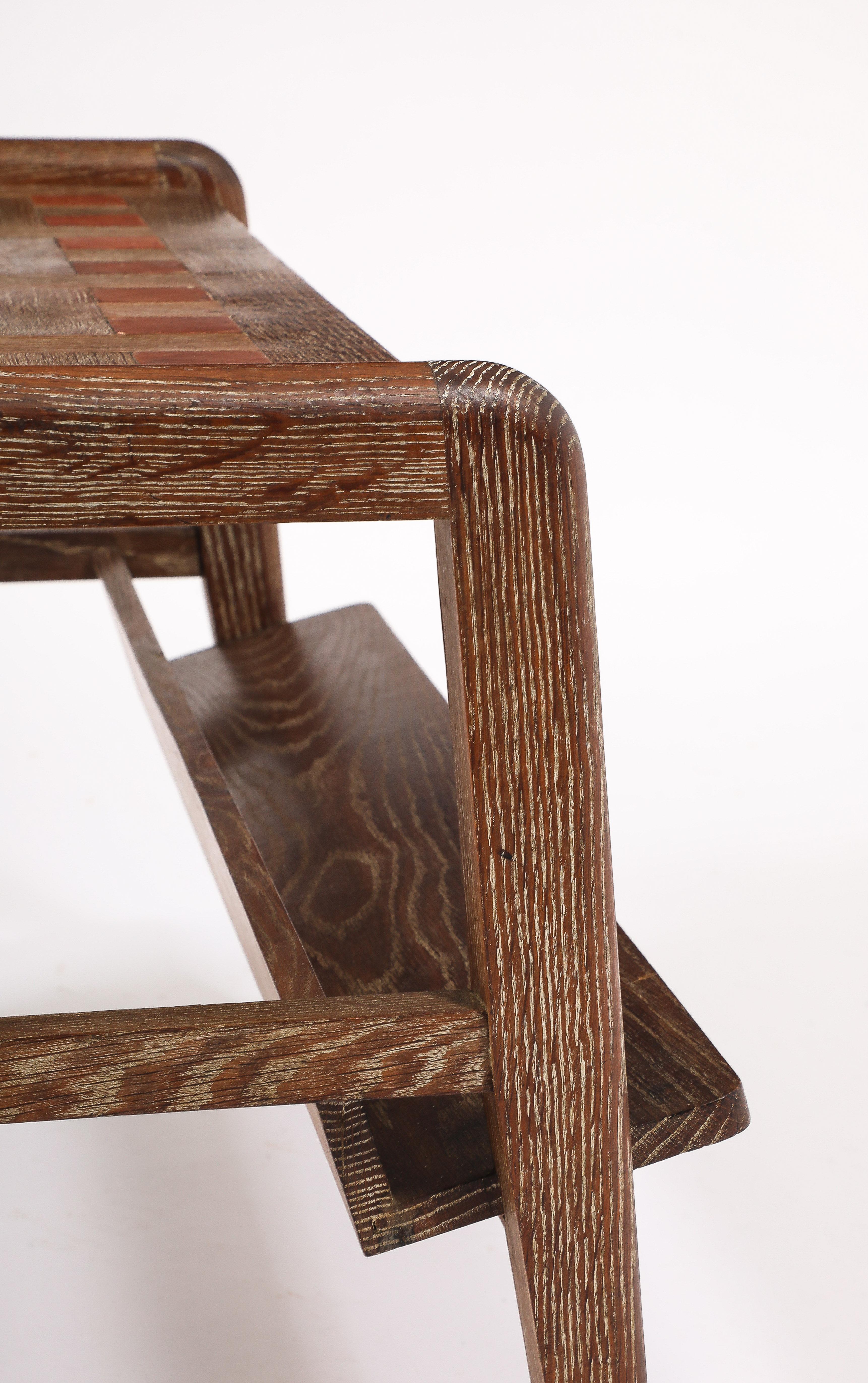 Dudouyt Oak End Table With Book Holders, France 1950's For Sale 8