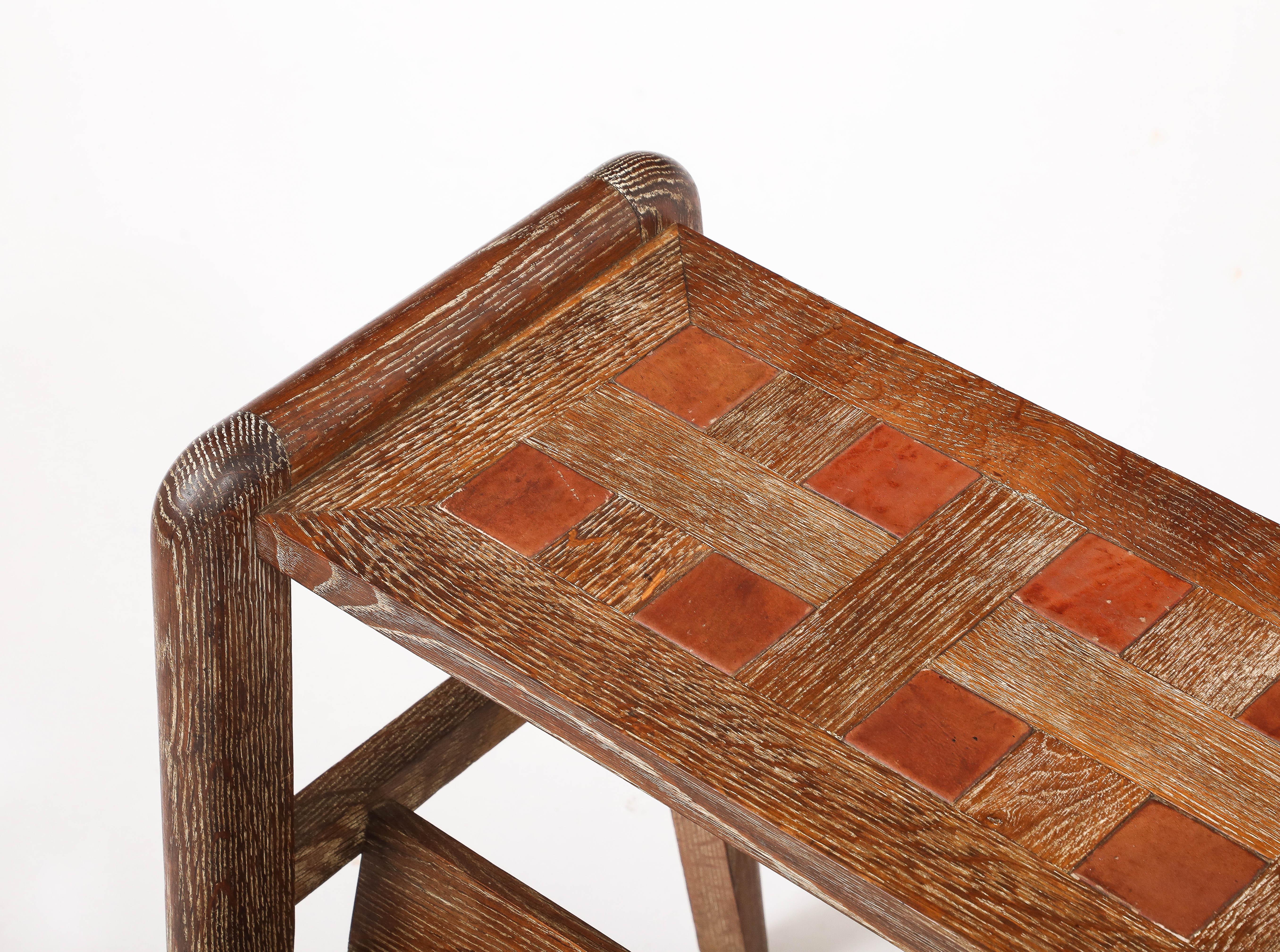 Dudouyt Oak End Table With Book Holders, France 1950's In Good Condition For Sale In New York, NY