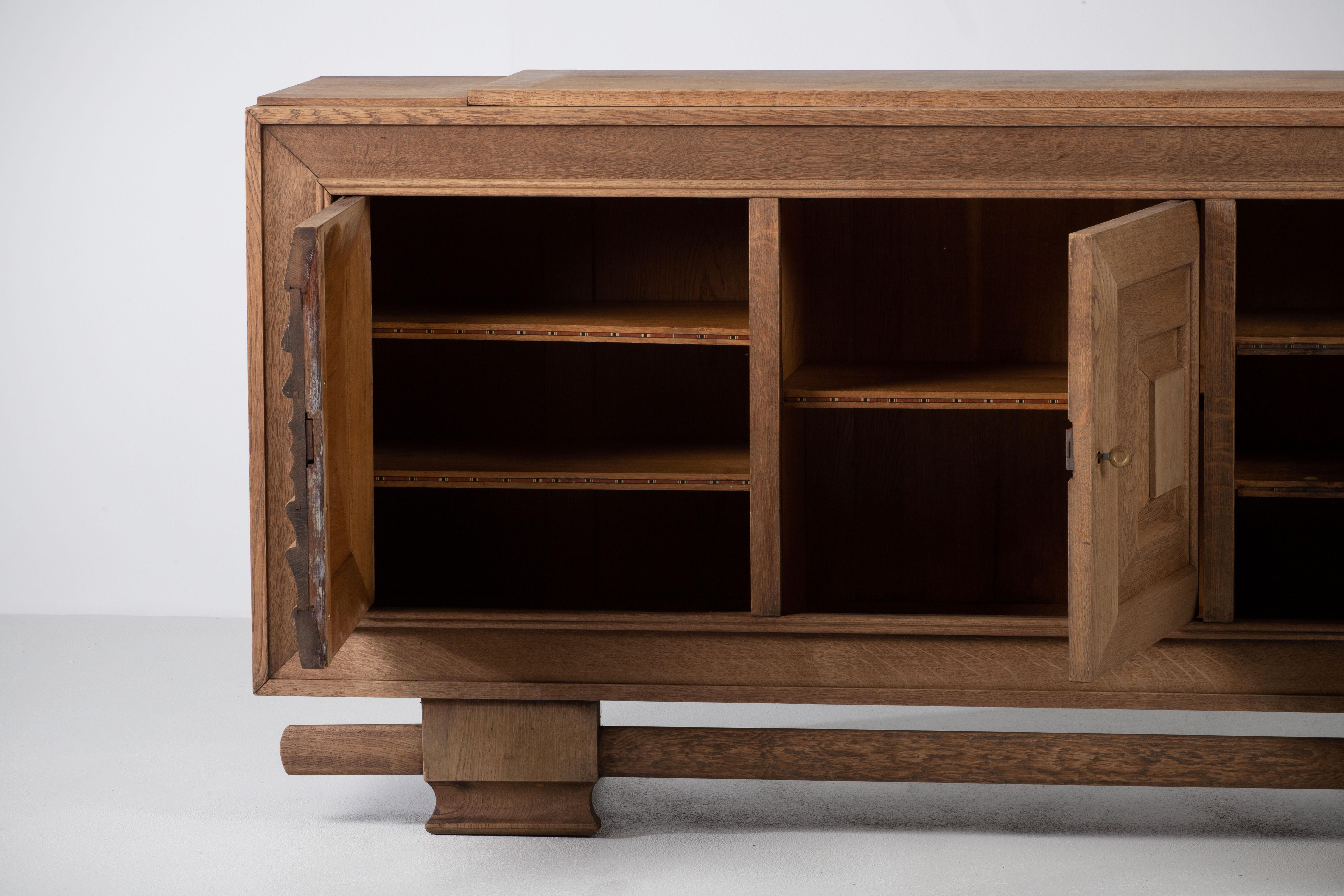 Dudouyt, Solid Oak Sideboard, France, 1940s 4