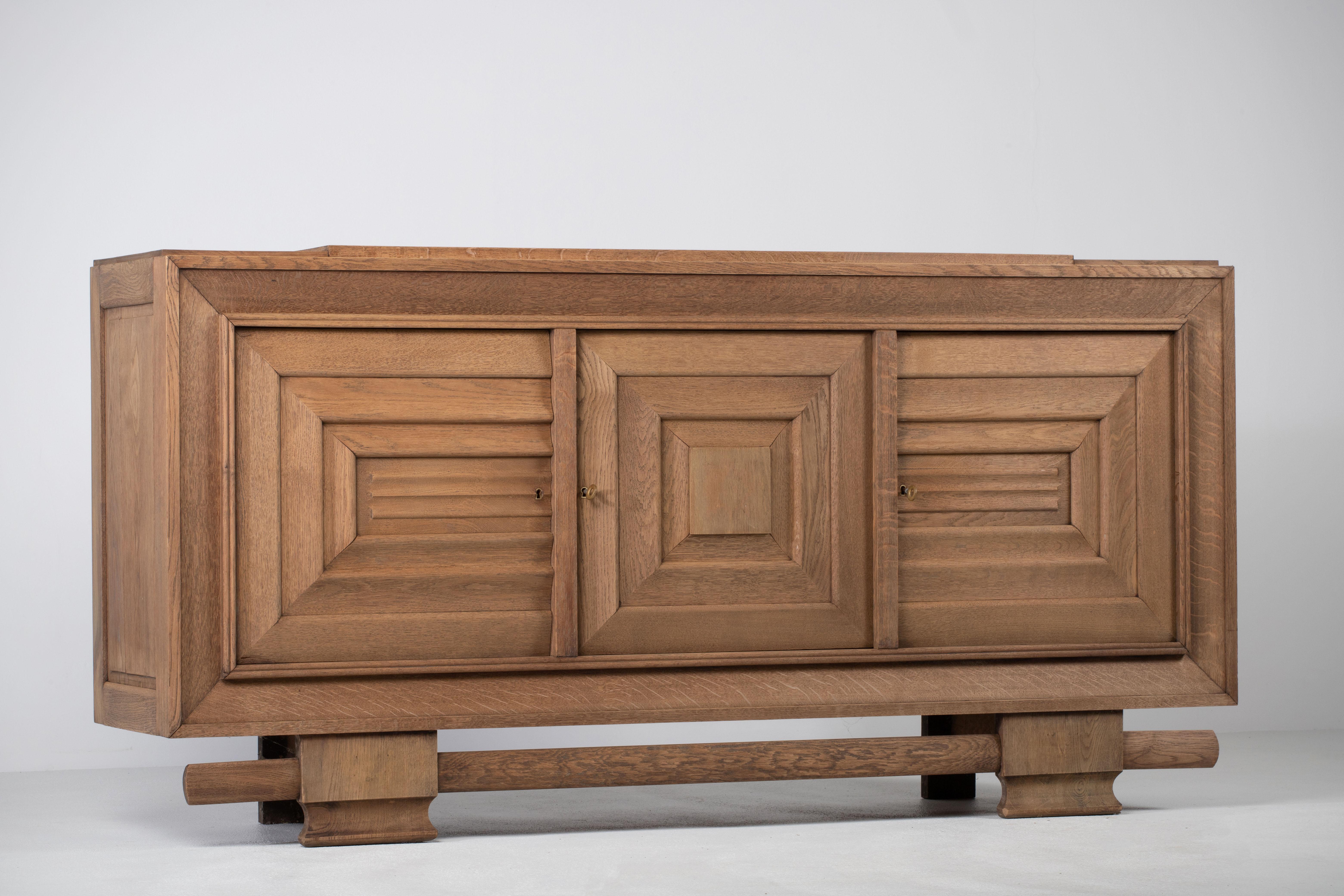 Dudouyt, Solid Oak Sideboard, France, 1940s 5