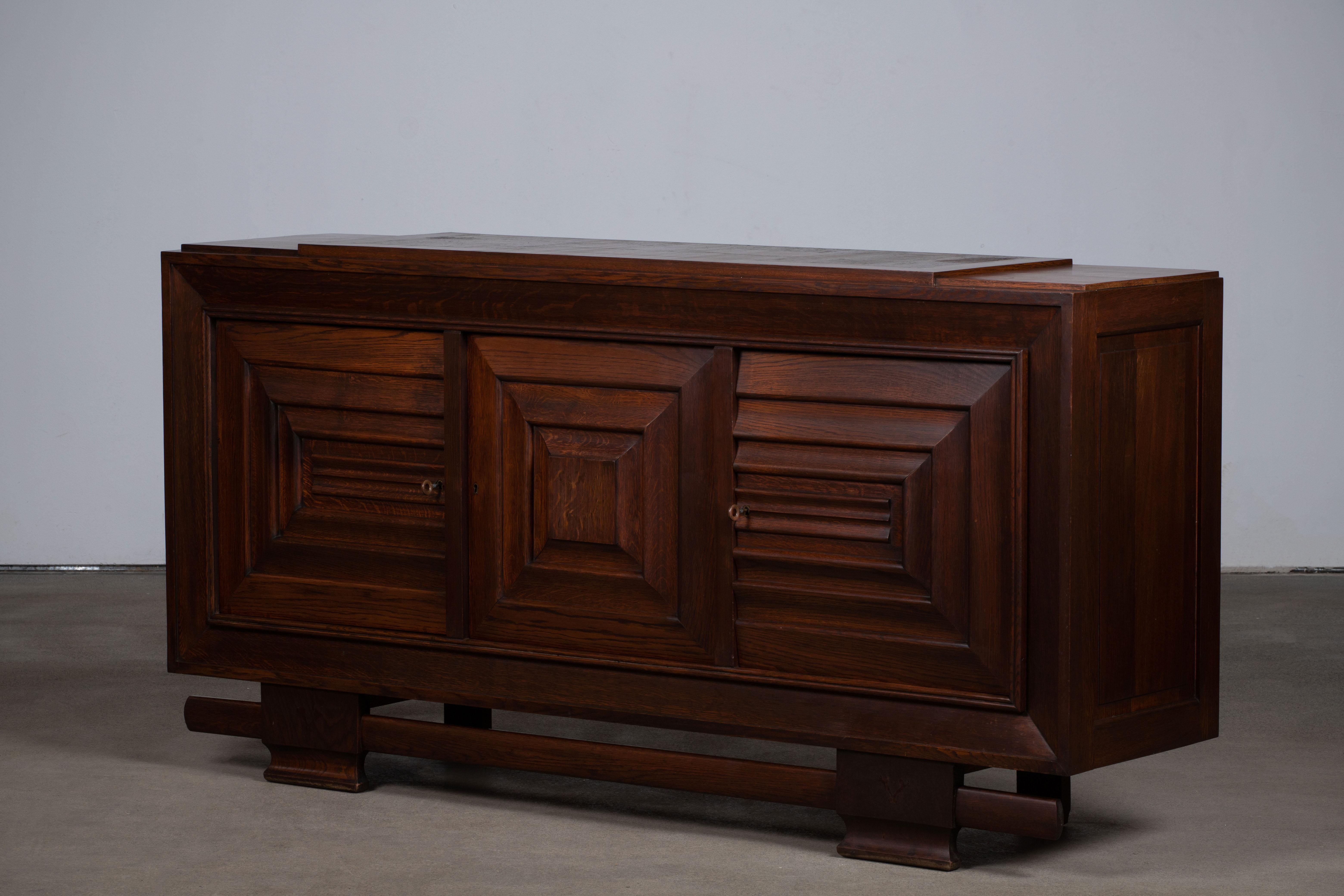 Dudouyt, Solid Oak Sideboard, France, 1940s 7