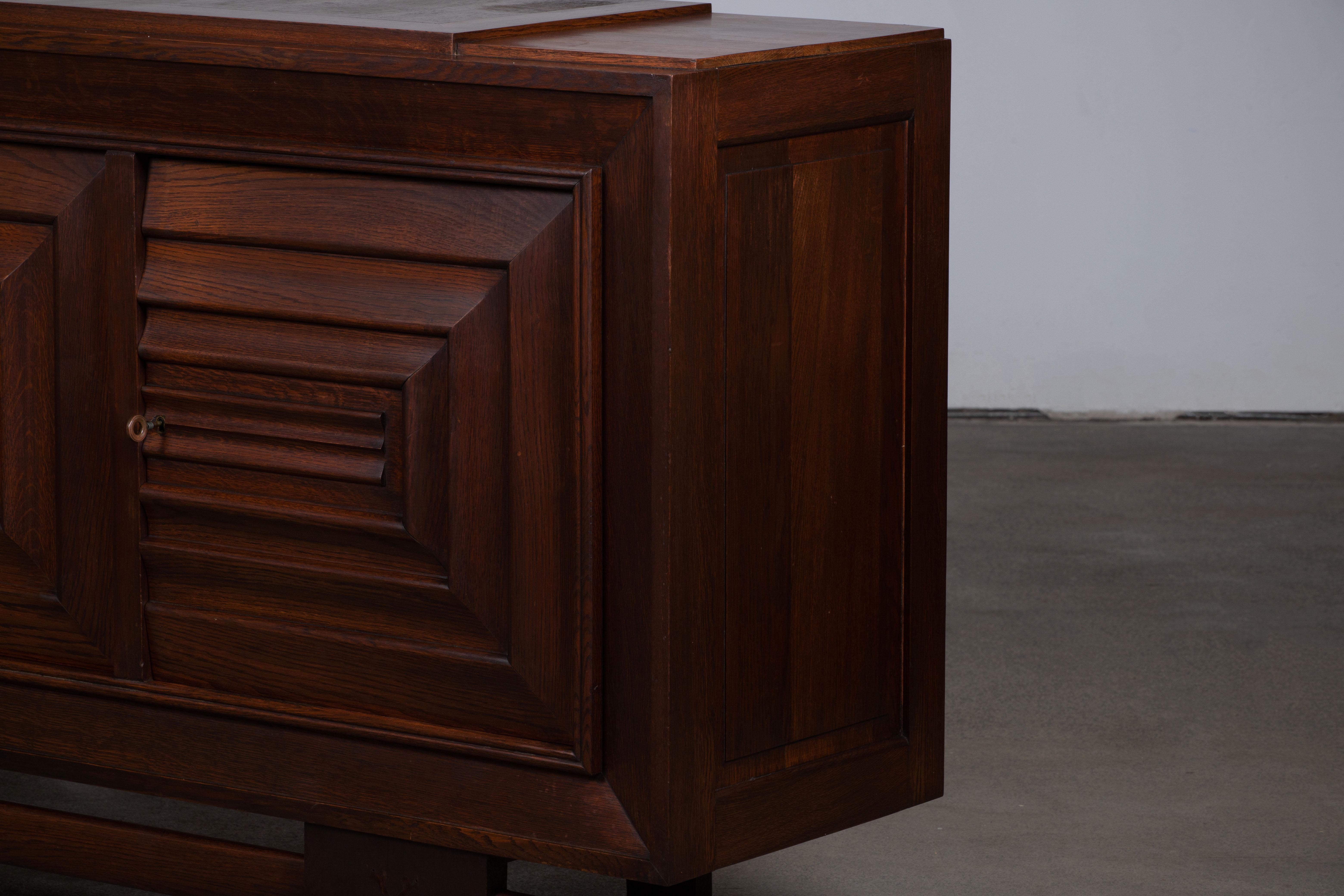 Dudouyt, Solid Oak Sideboard, France, 1940s 9