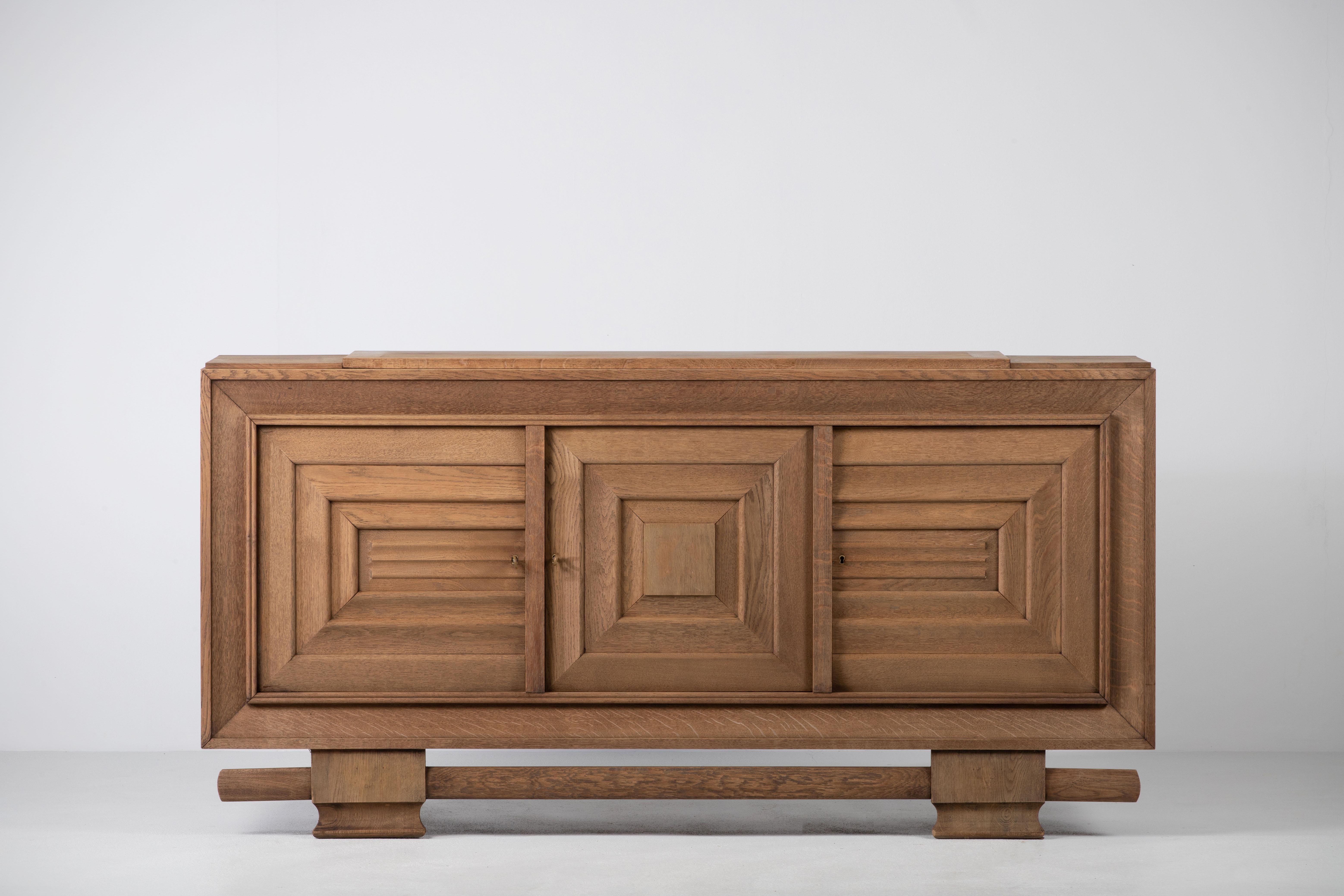 Mid-20th Century Dudouyt, Solid Oak Sideboard, France, 1940s