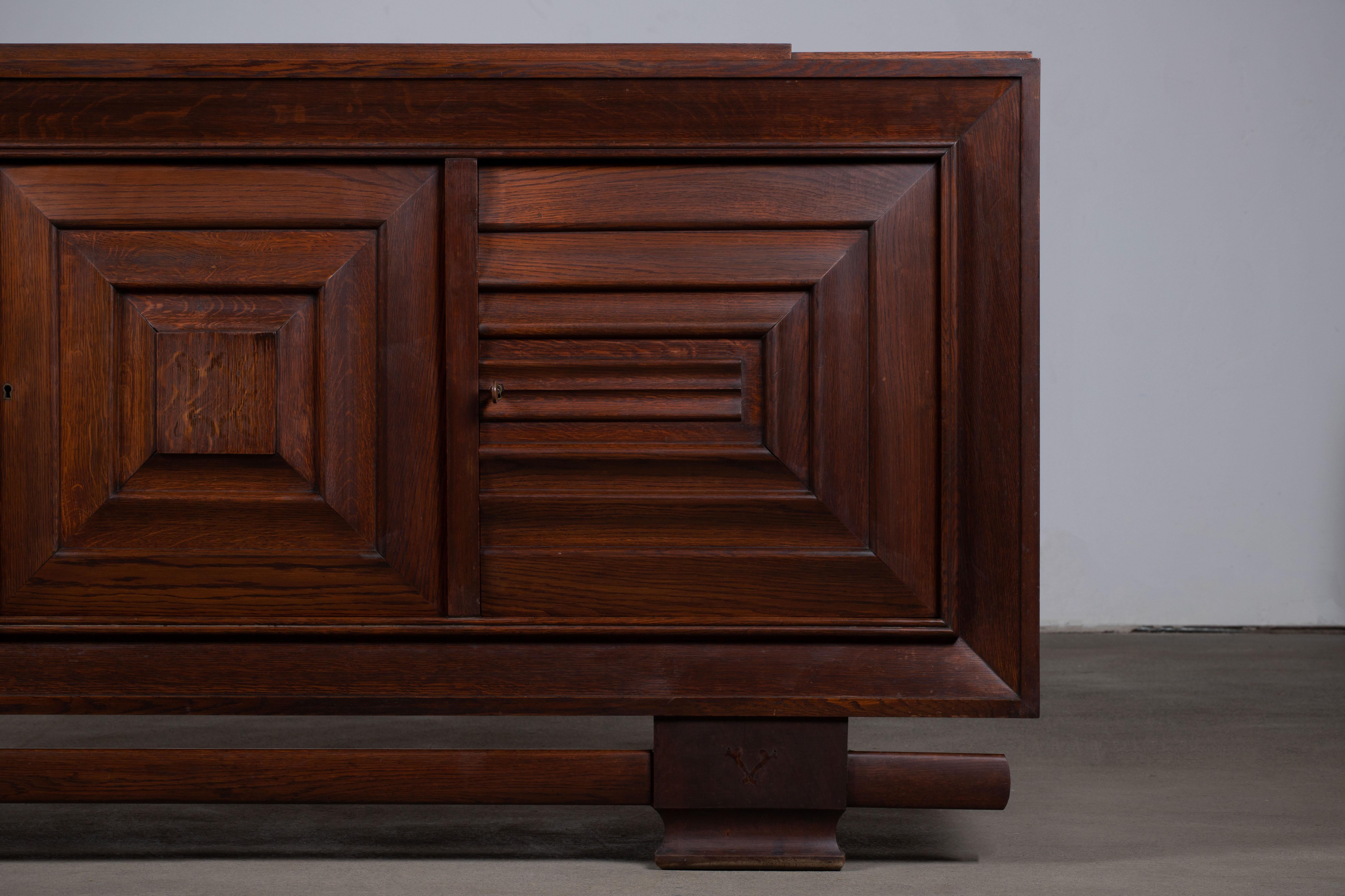 Dudouyt, Solid Oak Sideboard, France, 1940s 2