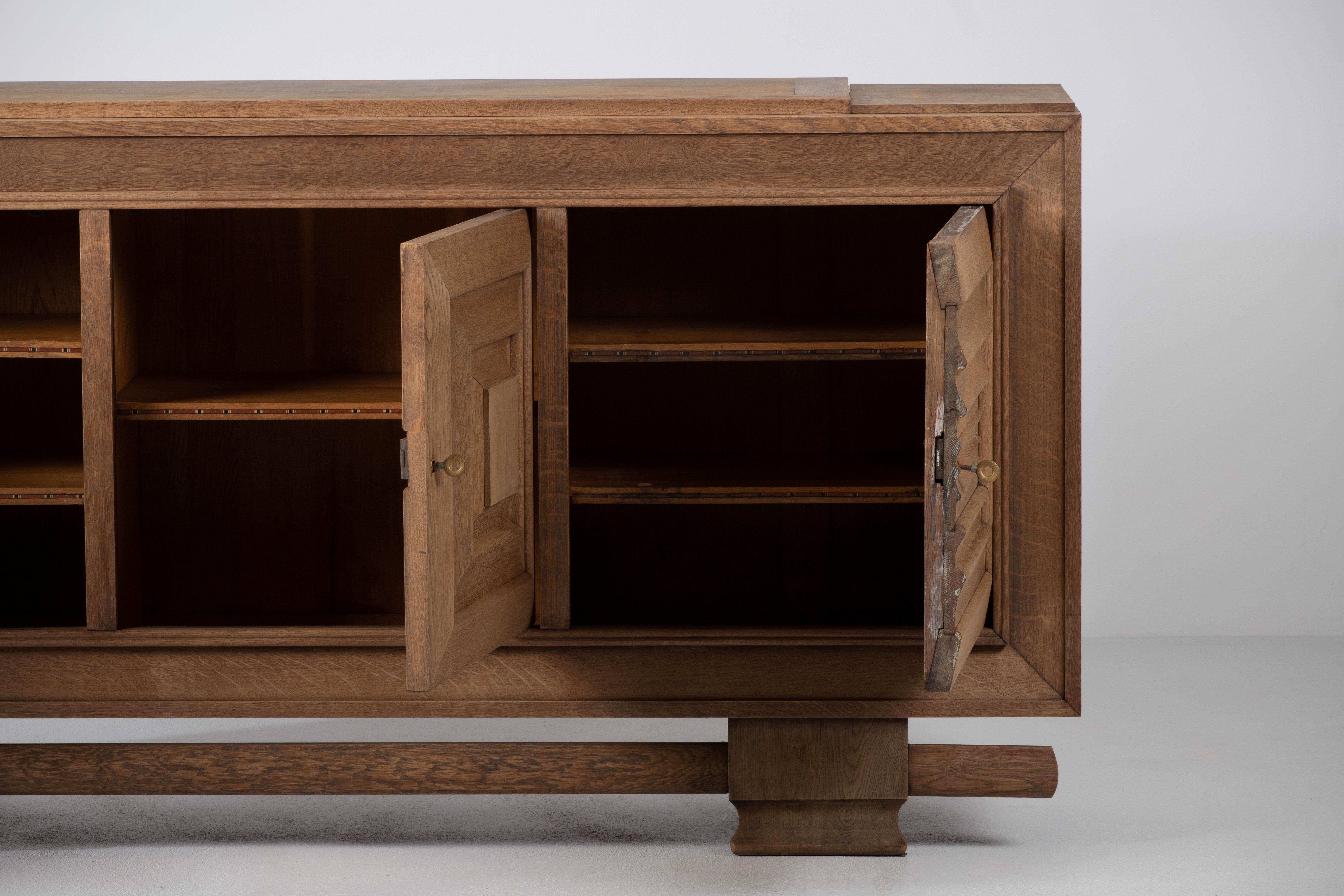 Dudouyt, Solid Oak Sideboard, France, 1940s 2