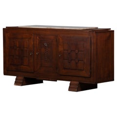 Dudouyt, Solid Oak Sideboard, France, 1940s