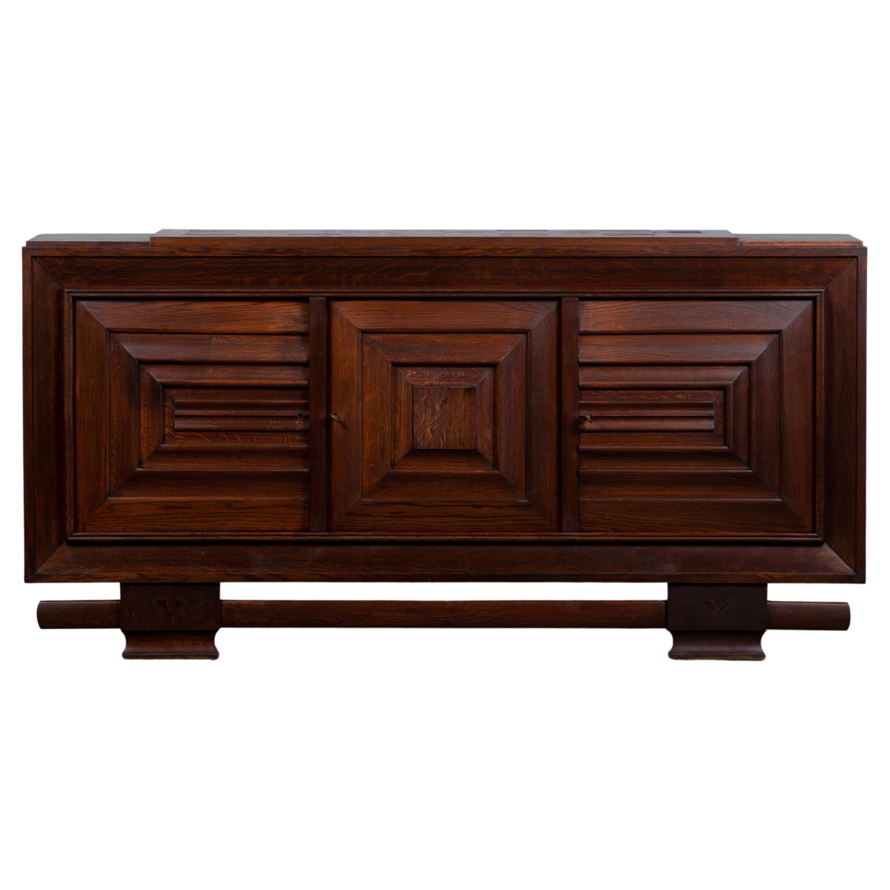 Dudouyt, Solid Oak Sideboard, France, 1940s