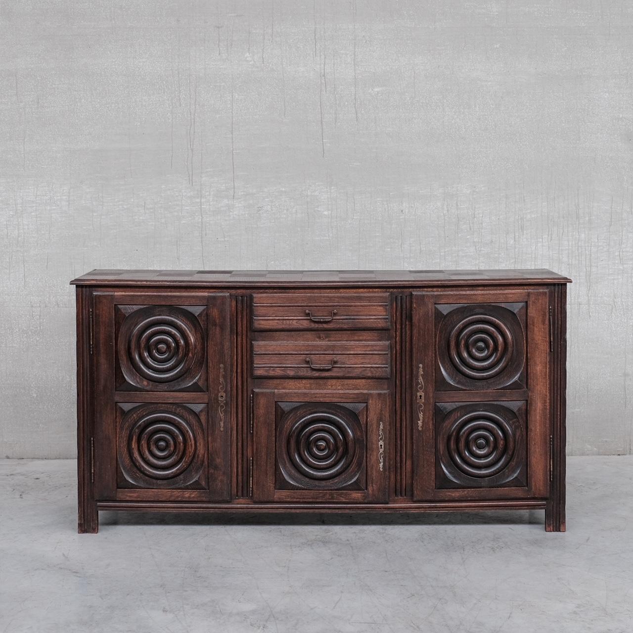 Oak Dudouyt Style Art Deco French Sideboard or Credenza