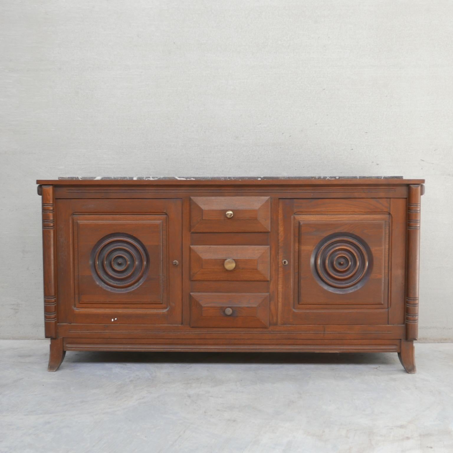 Dudouyt Style French Art Deco Oak and Marble Sideboard For Sale 5