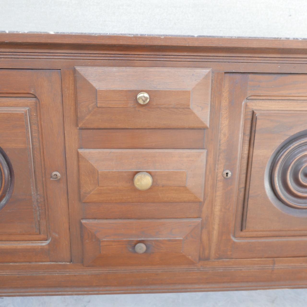 20th Century Dudouyt Style French Art Deco Oak and Marble Sideboard For Sale