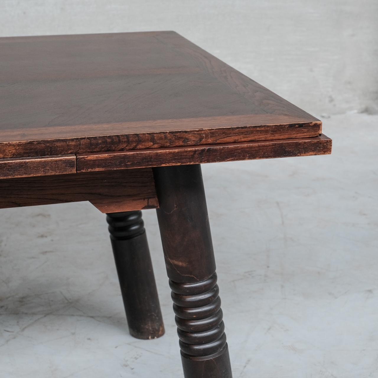 Table de salle à manger Art déco française en chêne de style Dudouyt en vente 5