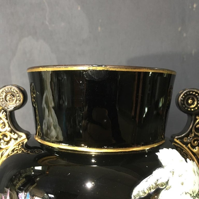 Dudson Black Glaze Chinoiserie Vase, Euterpe Pattern, circa 1875 In Good Condition For Sale In Geelong, Victoria