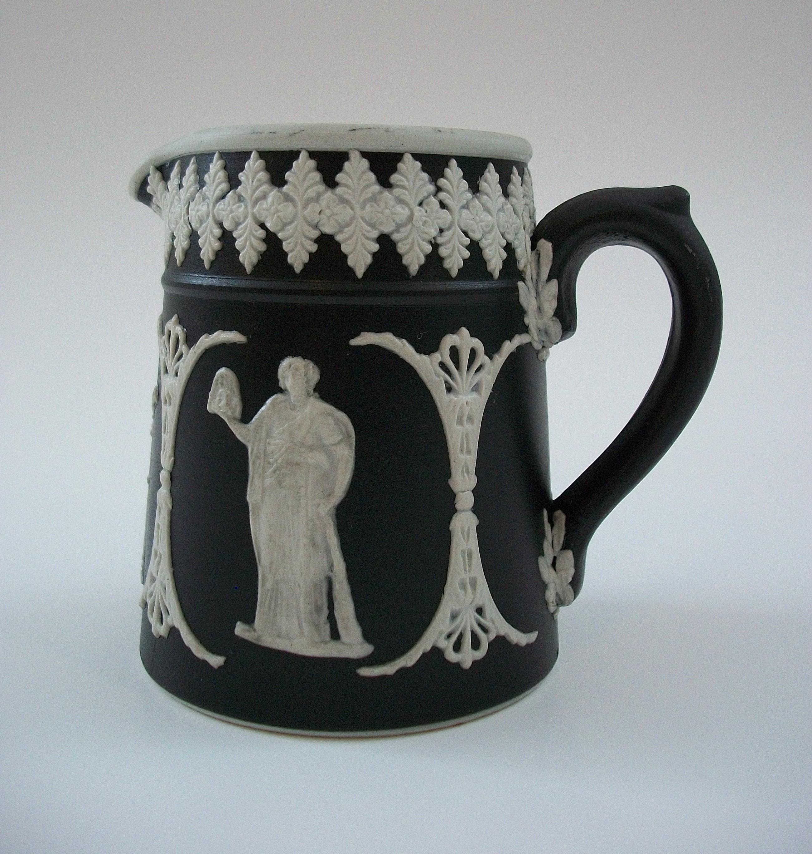 Neoclassical DUDSON BROTHERS - Antique Black Jasperware Pitcher - U. K. (Hanley) - Circa 1900 For Sale