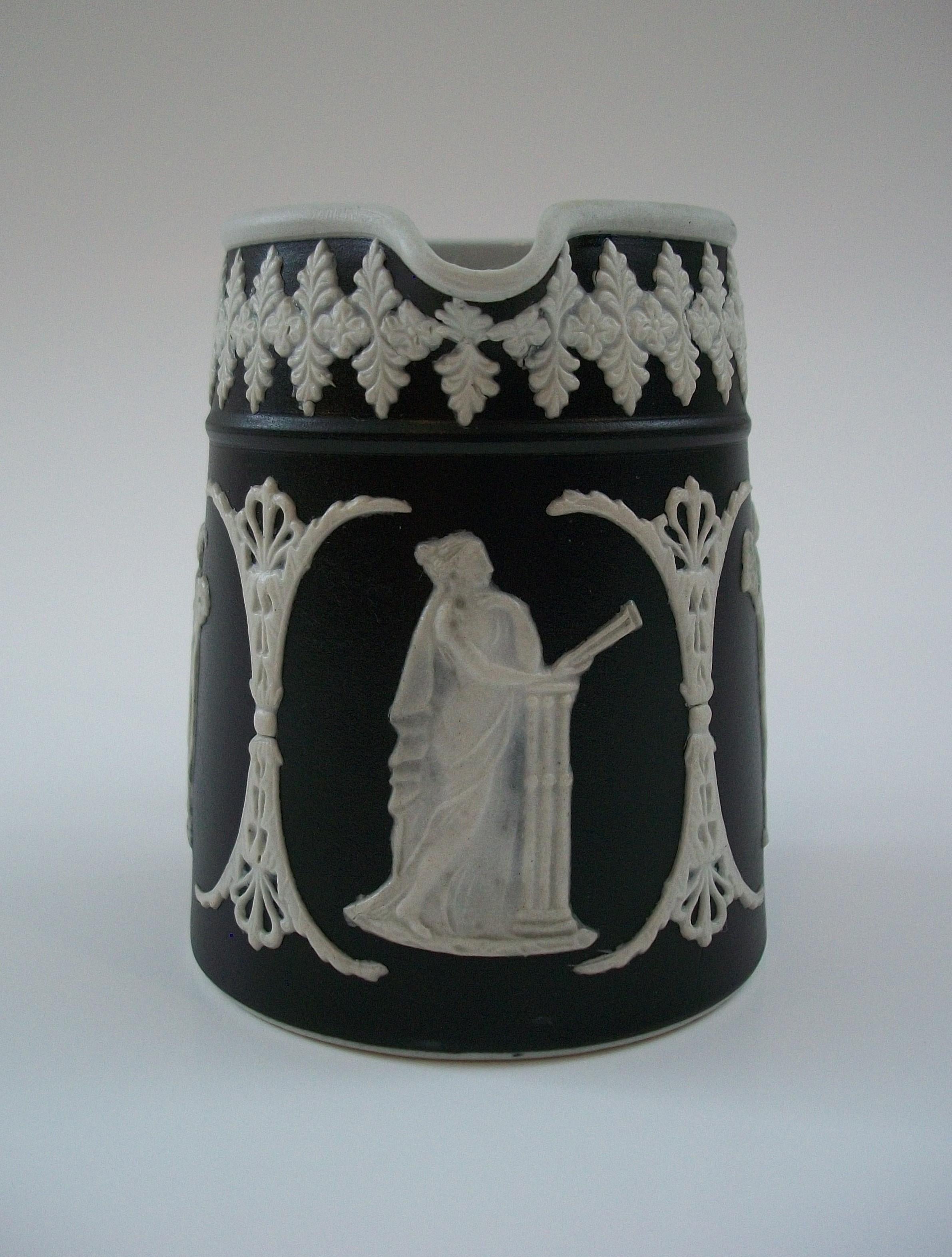 English DUDSON BROTHERS - Antique Black Jasperware Pitcher - U. K. (Hanley) - Circa 1900 For Sale