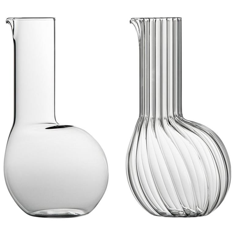 Dudù High Mouth Blown Glass Carafe Designed by Matteo Cibic For Sale