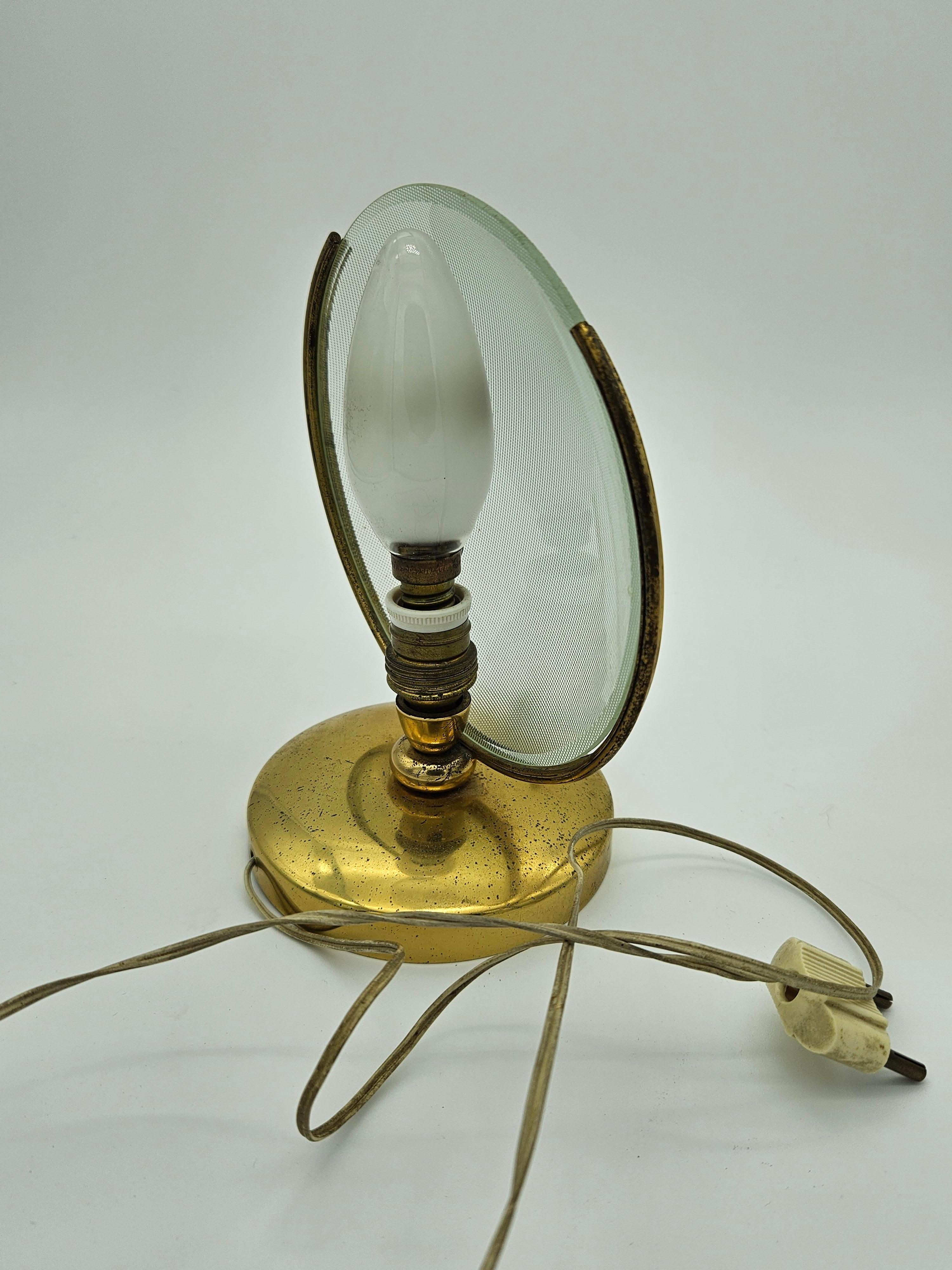 Two glass and brass abat jour lamps from the early 1970s For Sale 1