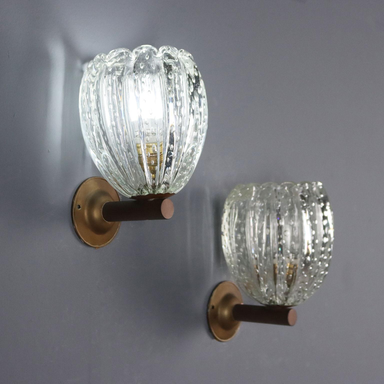 Due Applique anni '50 in vetro di Murano en Bueno estado para la venta en Milano, IT