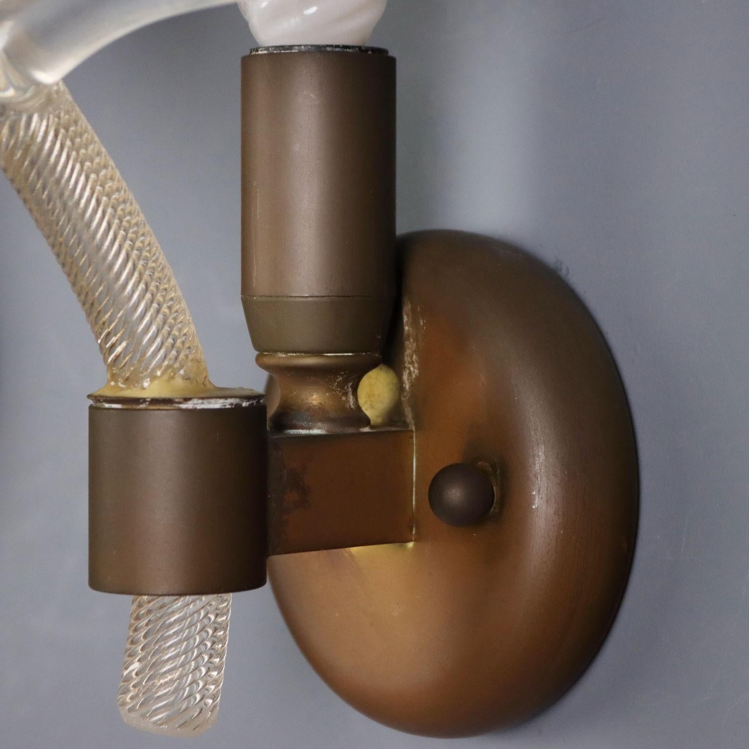 Ottone Due Applique anni '50 in vetro di Murano in vendita