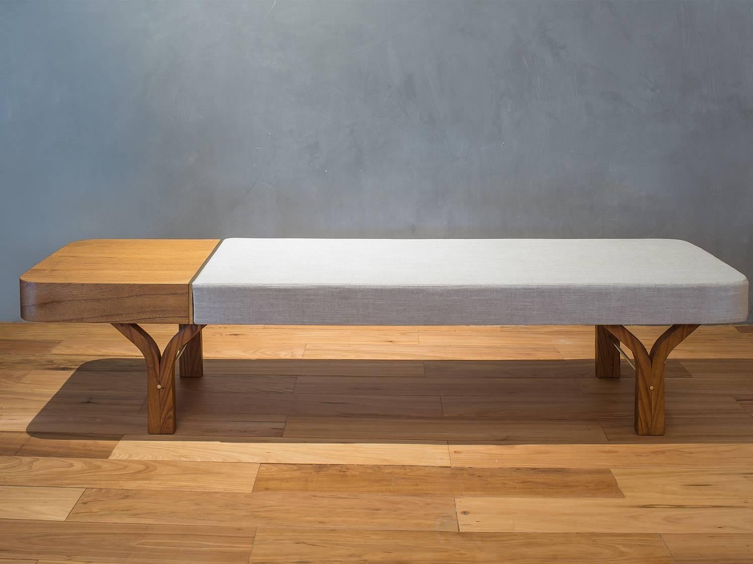 Metal Due Brazilian Contemporary Wood Bench and Table by Lattoog