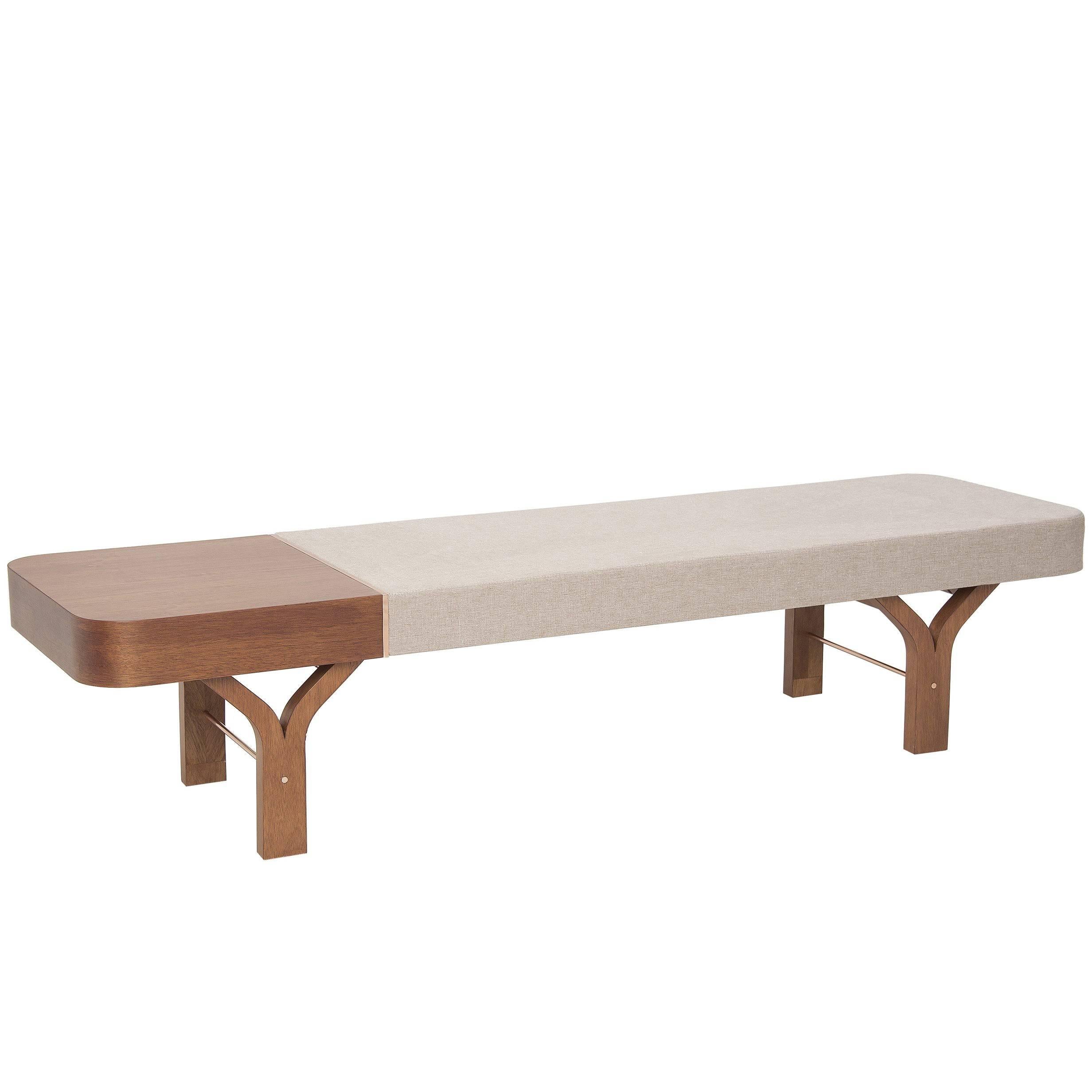 Due Brazilian Contemporary Wood Bench and Table by Lattoog