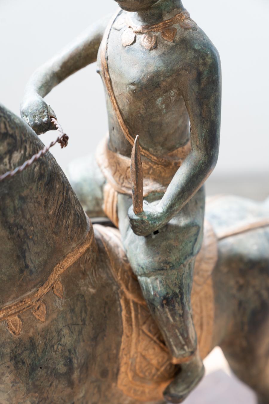 Two antique bronze horsemen, 1920s-30s For Sale 14