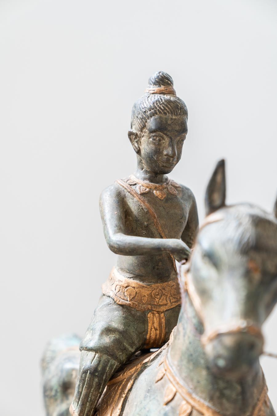Early 20th Century Two antique bronze horsemen, 1920s-30s For Sale