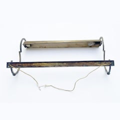 Due Grandi Lampade da Parete Italiane Per Quadri in Ottone a Due Luci 1960 circa