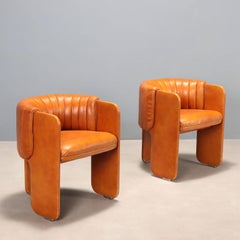 Two 'Dinette' Armchairs Poltrona Frau Design by Luigi Massoni 1970s