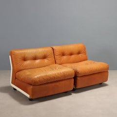 Two 'Amanta' Armchairs by Mario Bellini Production B&B Italia Anni 70 in leather