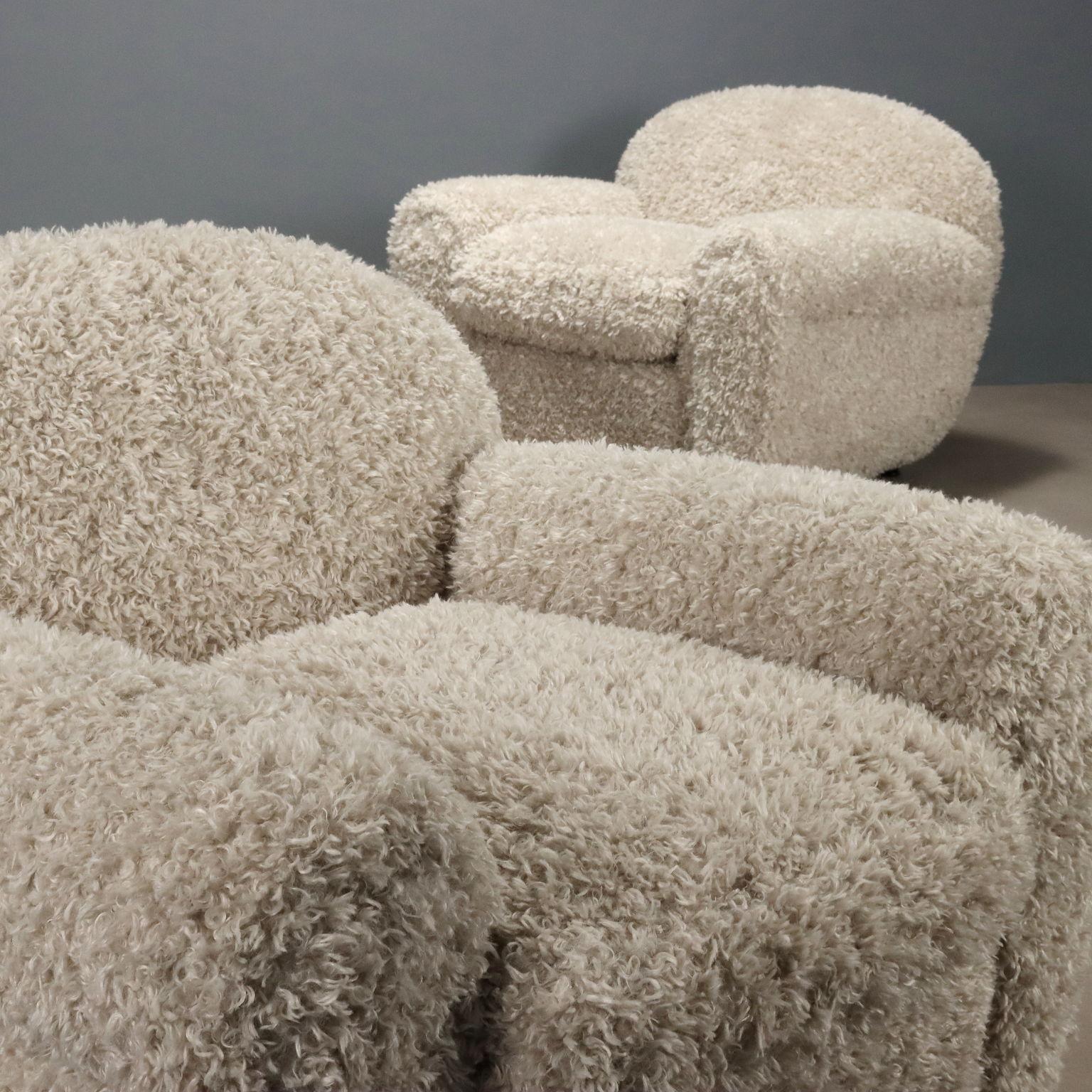 Mid-Century Modern Due Poltrone Anni '40 '50 bianche con tessuto rifatto en vente