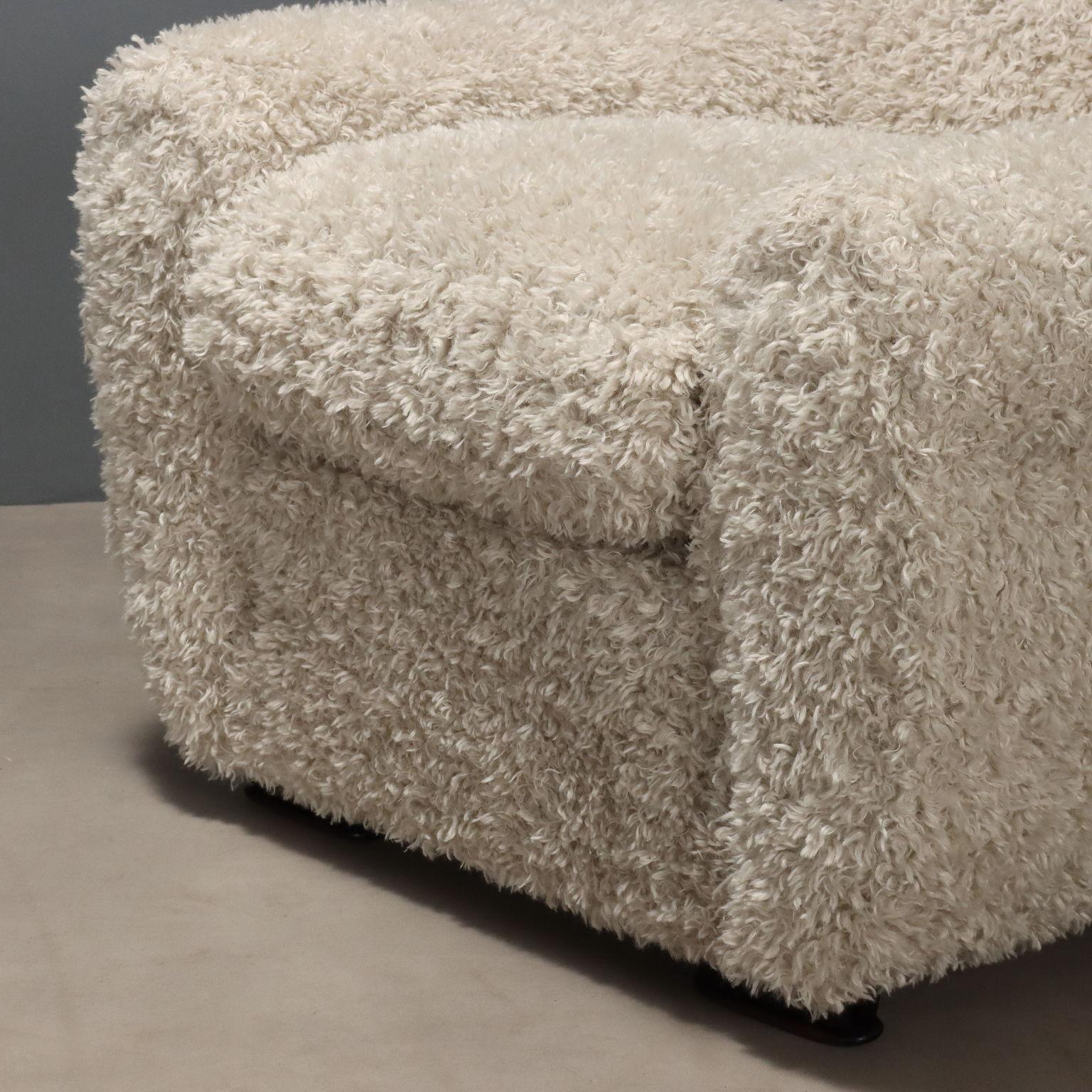 italien Due Poltrone Anni '40 '50 bianche con tessuto rifatto en vente