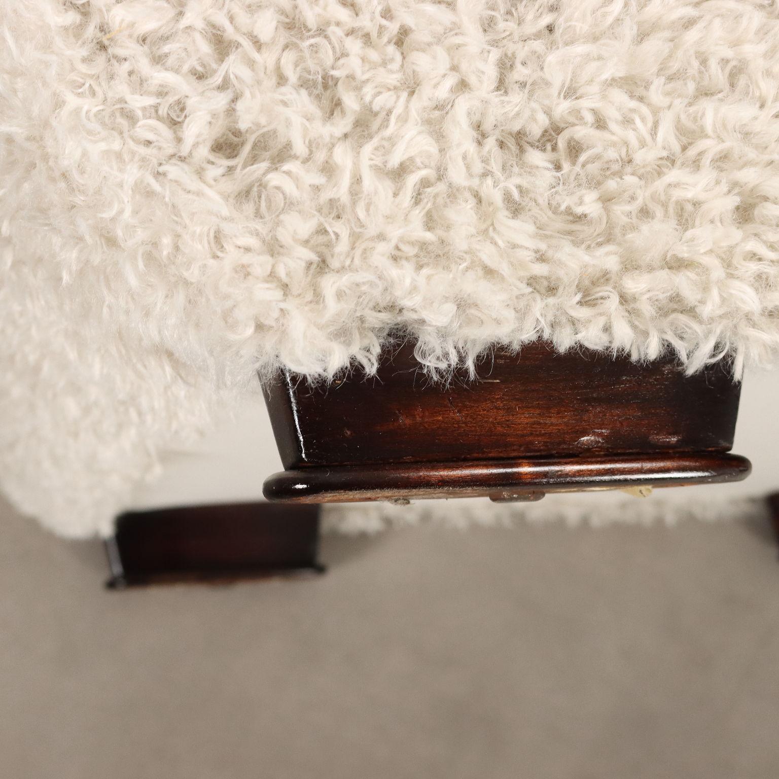 Tissu Due Poltrone Anni '40 '50 bianche con tessuto rifatto en vente