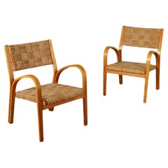 Vintage Two Woven Rope Armchairs 1950s