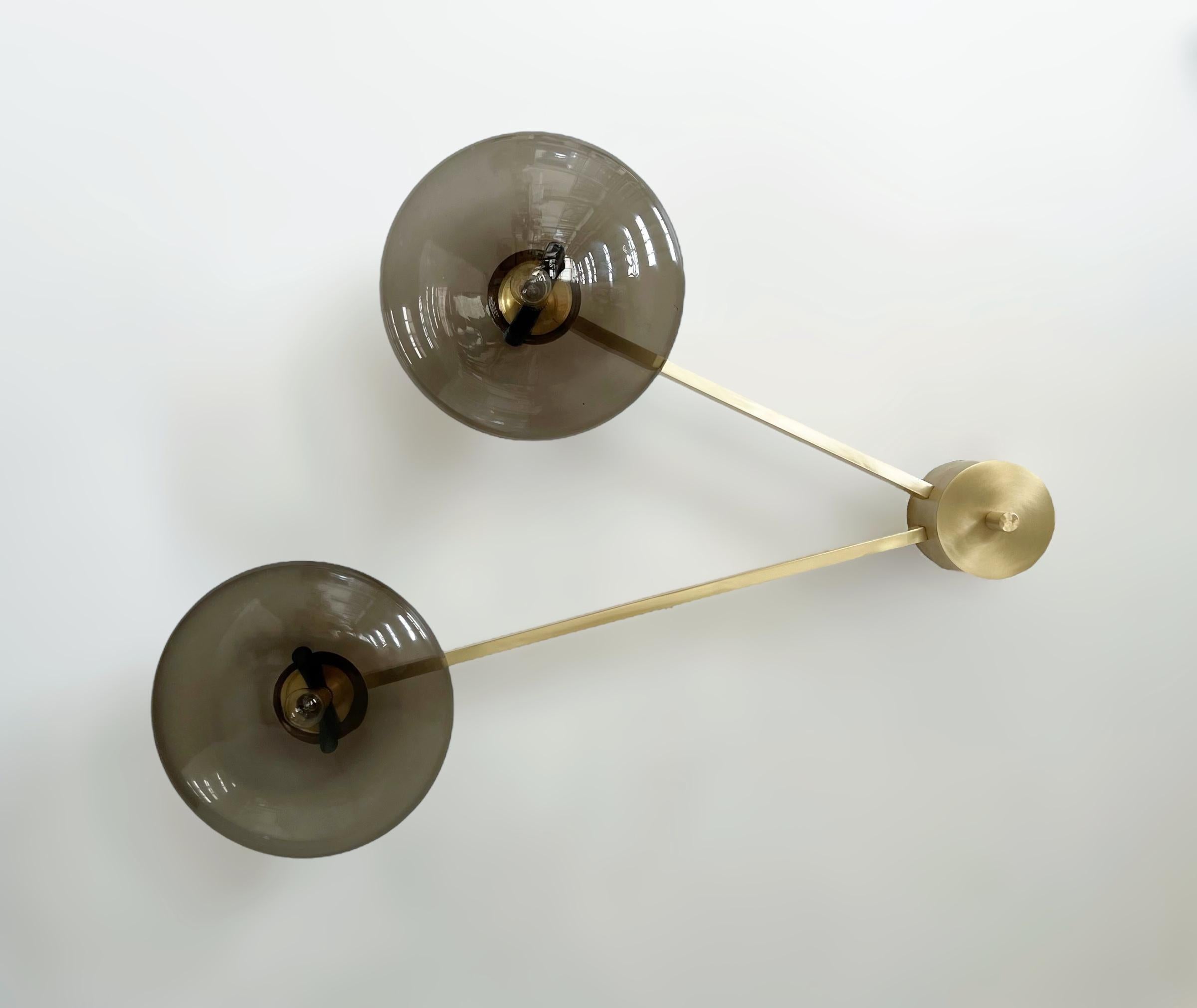 Italian Due Shade Flush Mount by Fabio Ltd For Sale