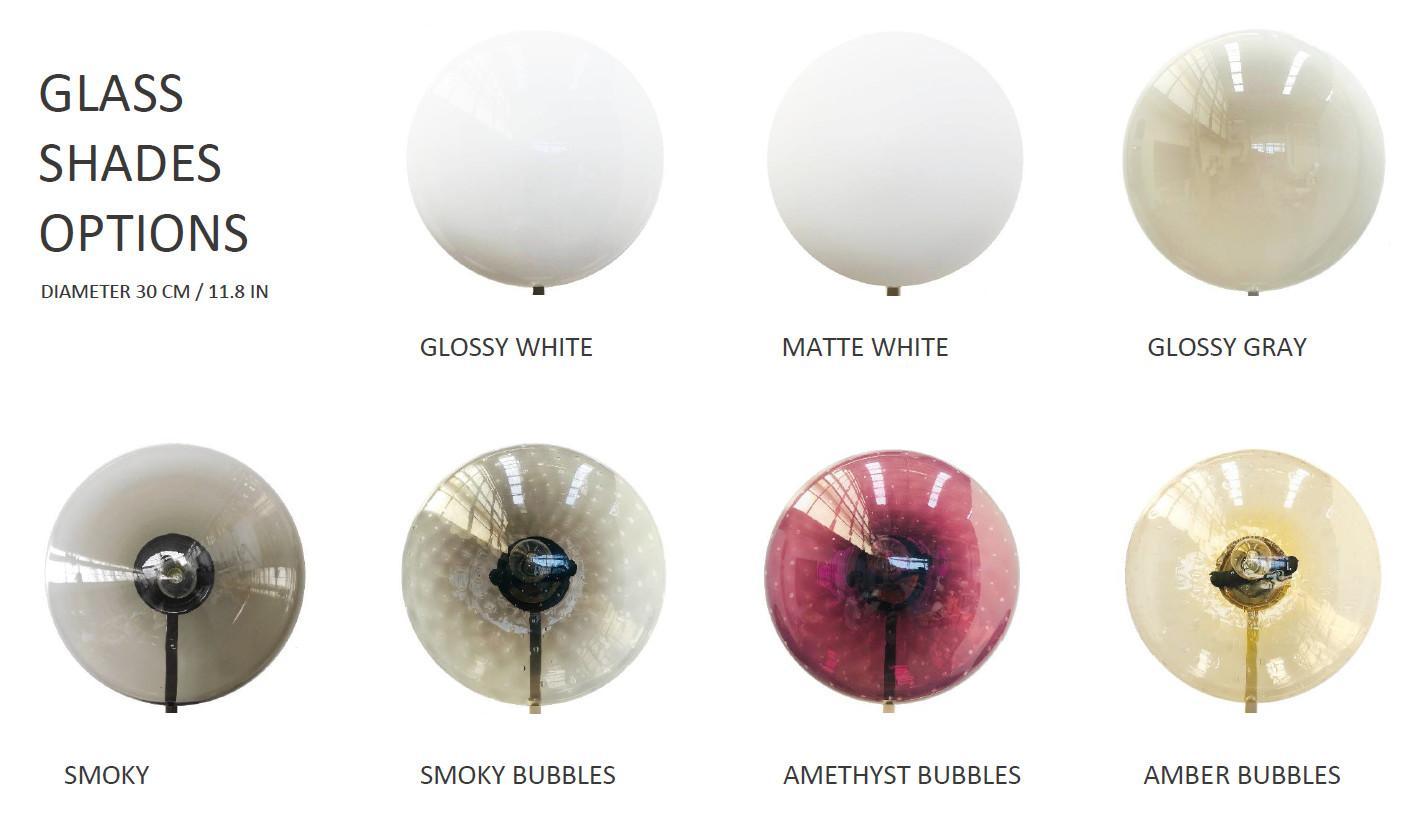 Blown Glass Due Shade Flush Mount by Fabio Ltd For Sale