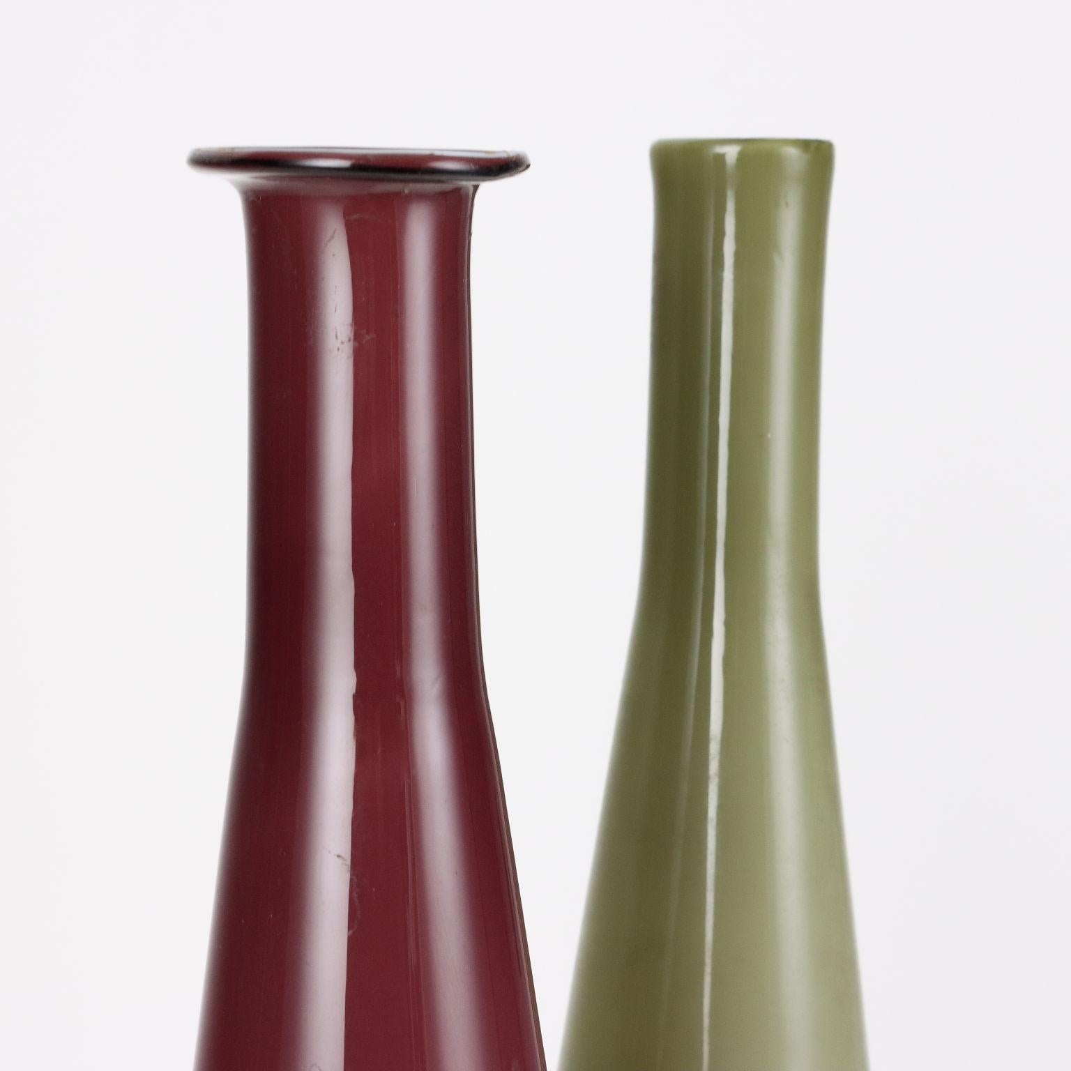 Mid-Century Modern Two Murano Glass Vases 1970s For Sale