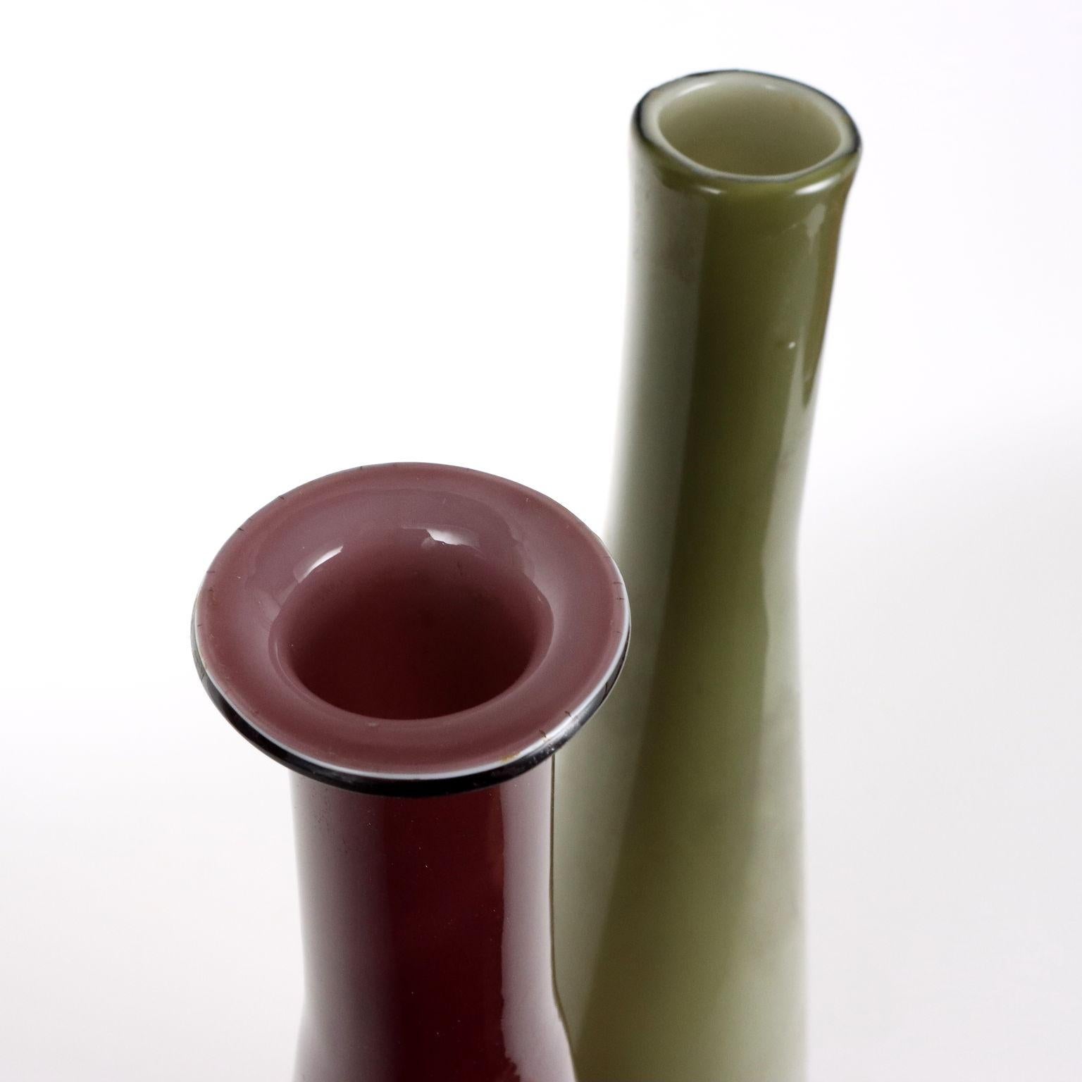 Italian Two Murano Glass Vases 1970s For Sale