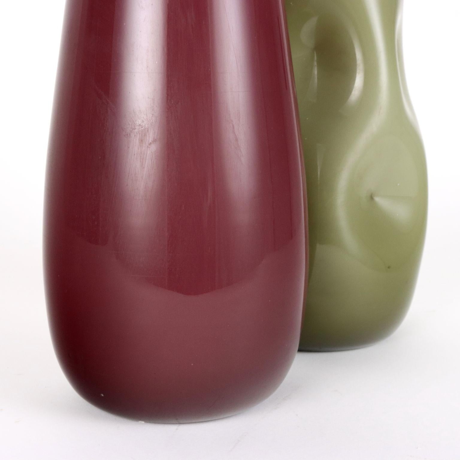 Late 20th Century Two Murano Glass Vases 1970s For Sale