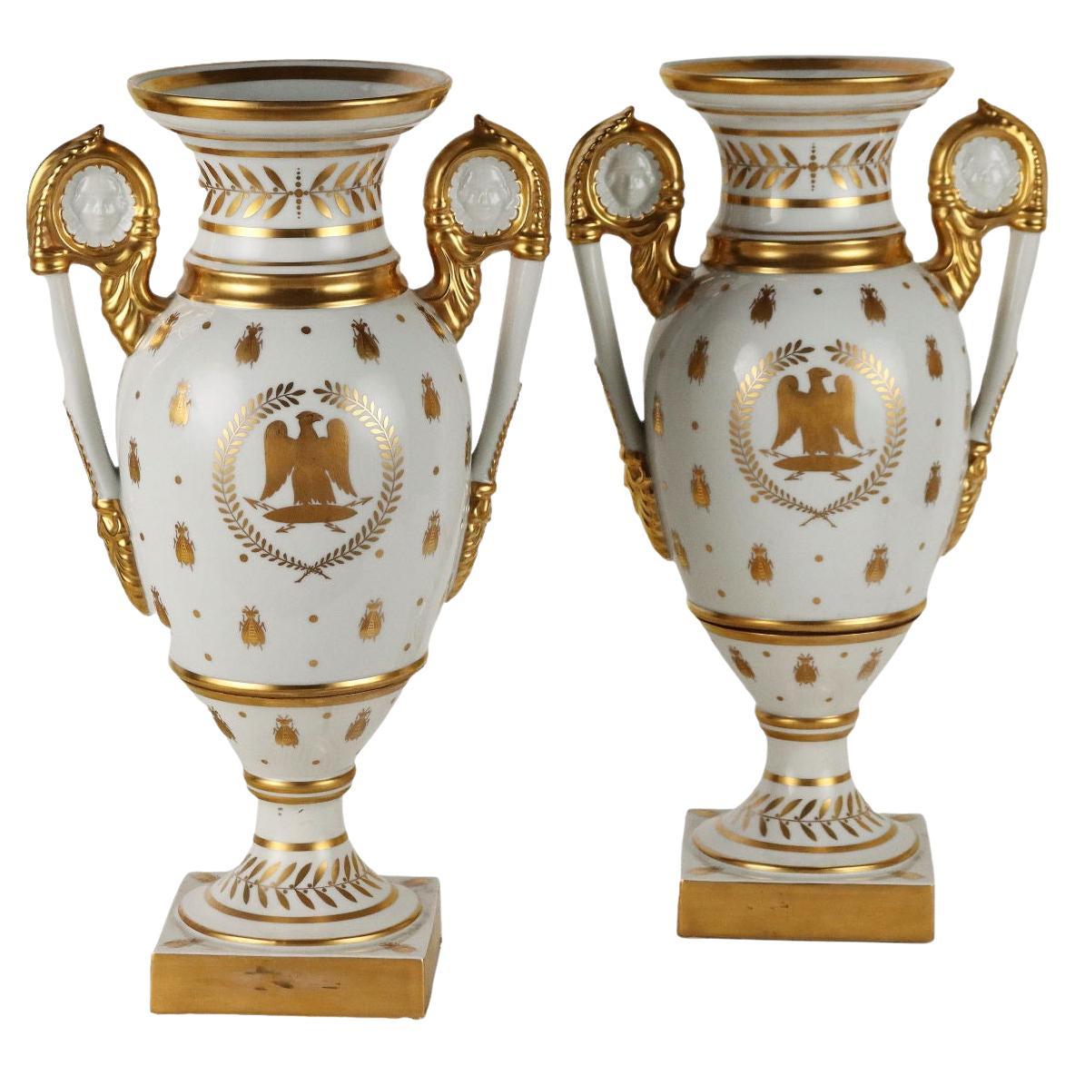 Due Vasi Porcellana Napoleone III Francia, 1800er Jahre im Angebot