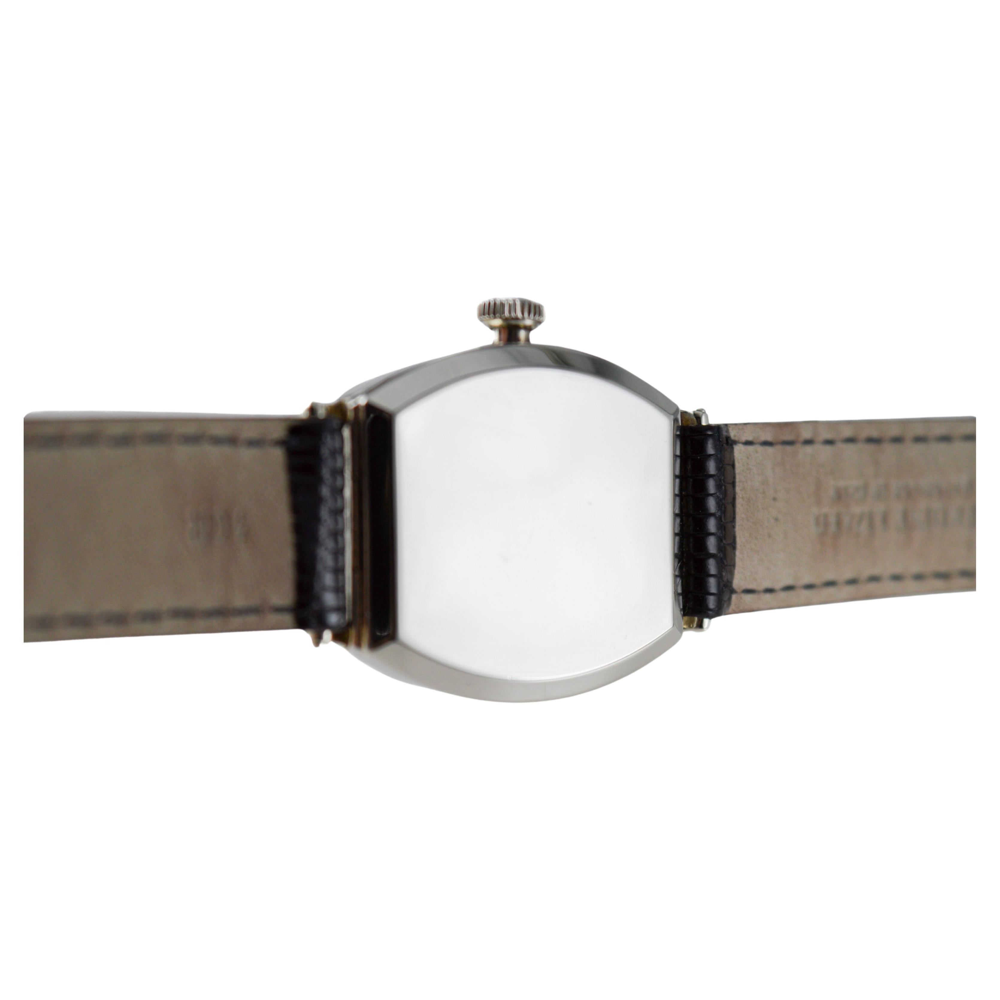 Dueber Hampden White Gold Filled Art Deco Tonneau Shaped Original Dial From 1920 For Sale 3