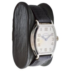 Dueber Hampden White Gold Filled Art Deco Tonneau Shaped Original Dial From 1920