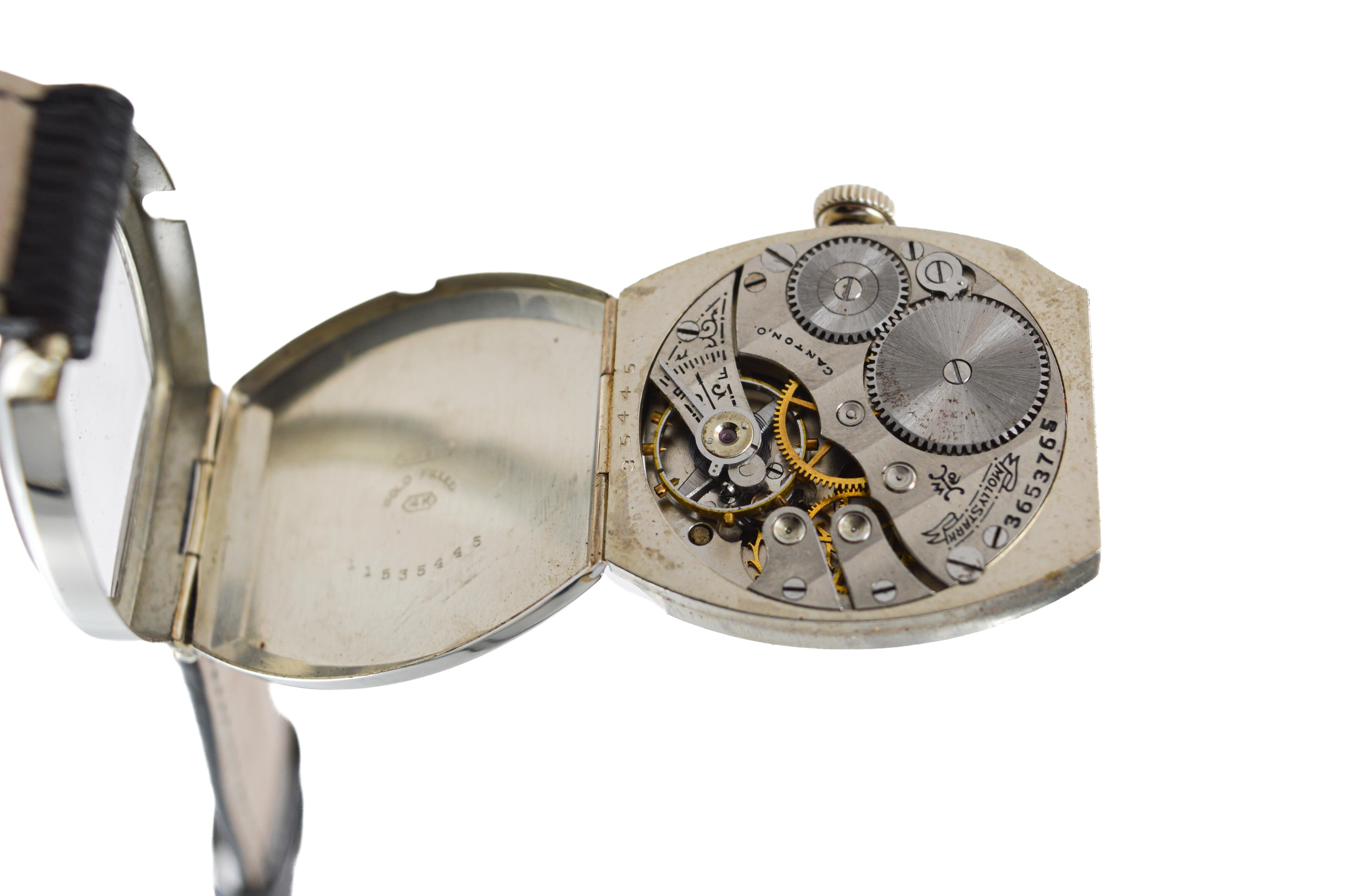 Dueber Hampden White Gold Filled Art Deco Tonneau Shaped Original Dial From 1920 For Sale 4