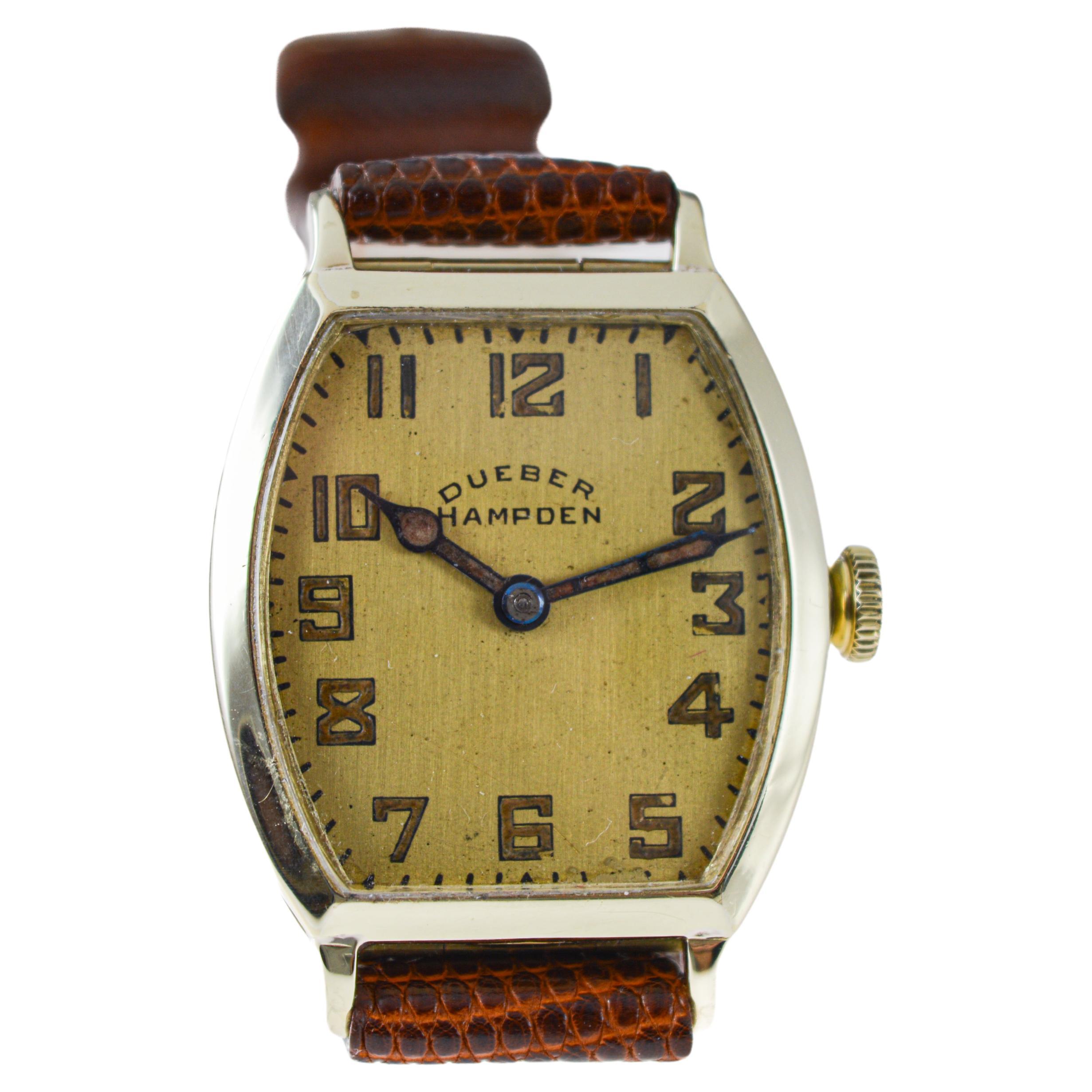 Dueber Hampden Yellow Gold Filled Art Deco Tonneau Shaped Watch circa, 1919 For Sale 6