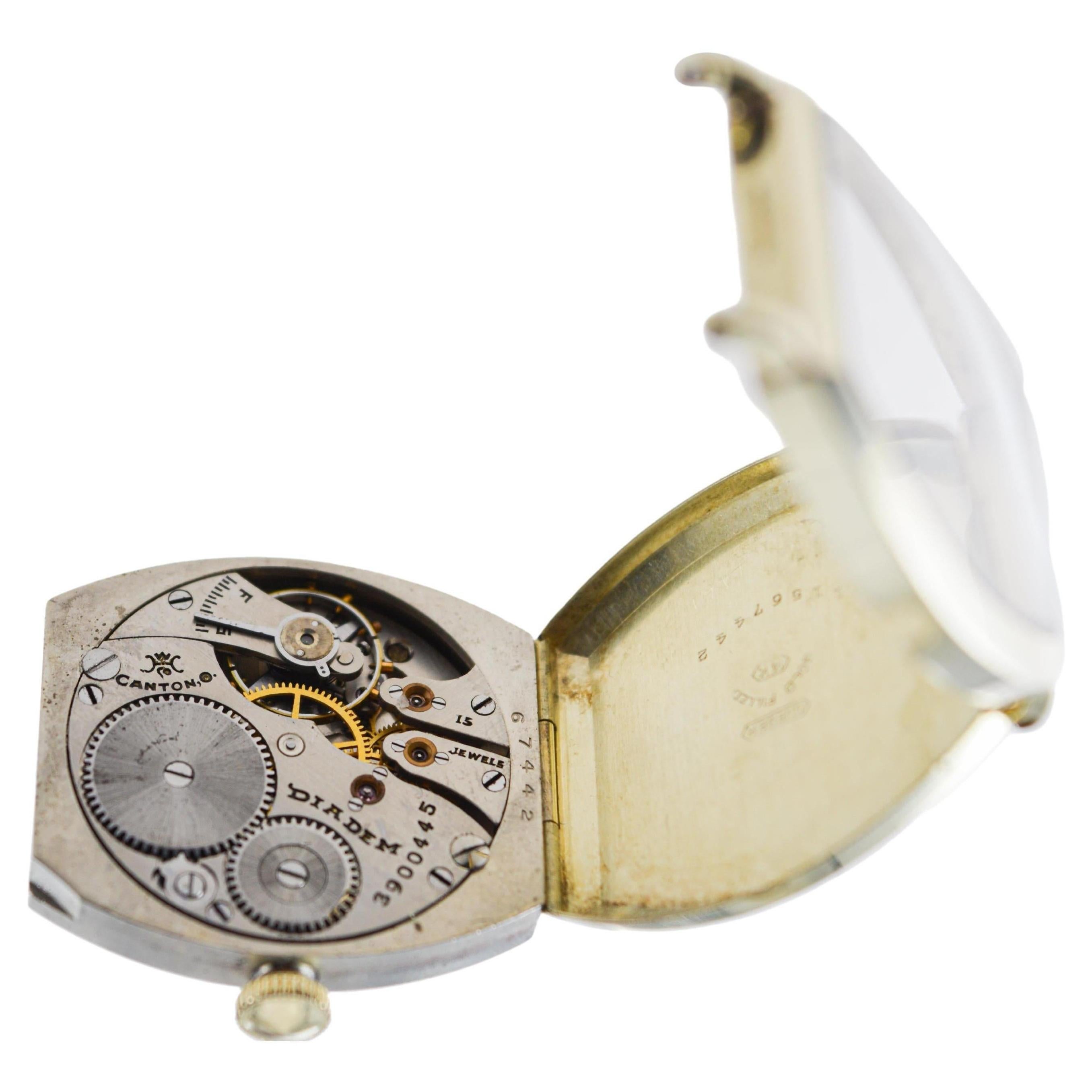 Dueber Hampden Yellow Gold Filled Art Deco Tonneau Shaped Watch circa, 1919 For Sale 12
