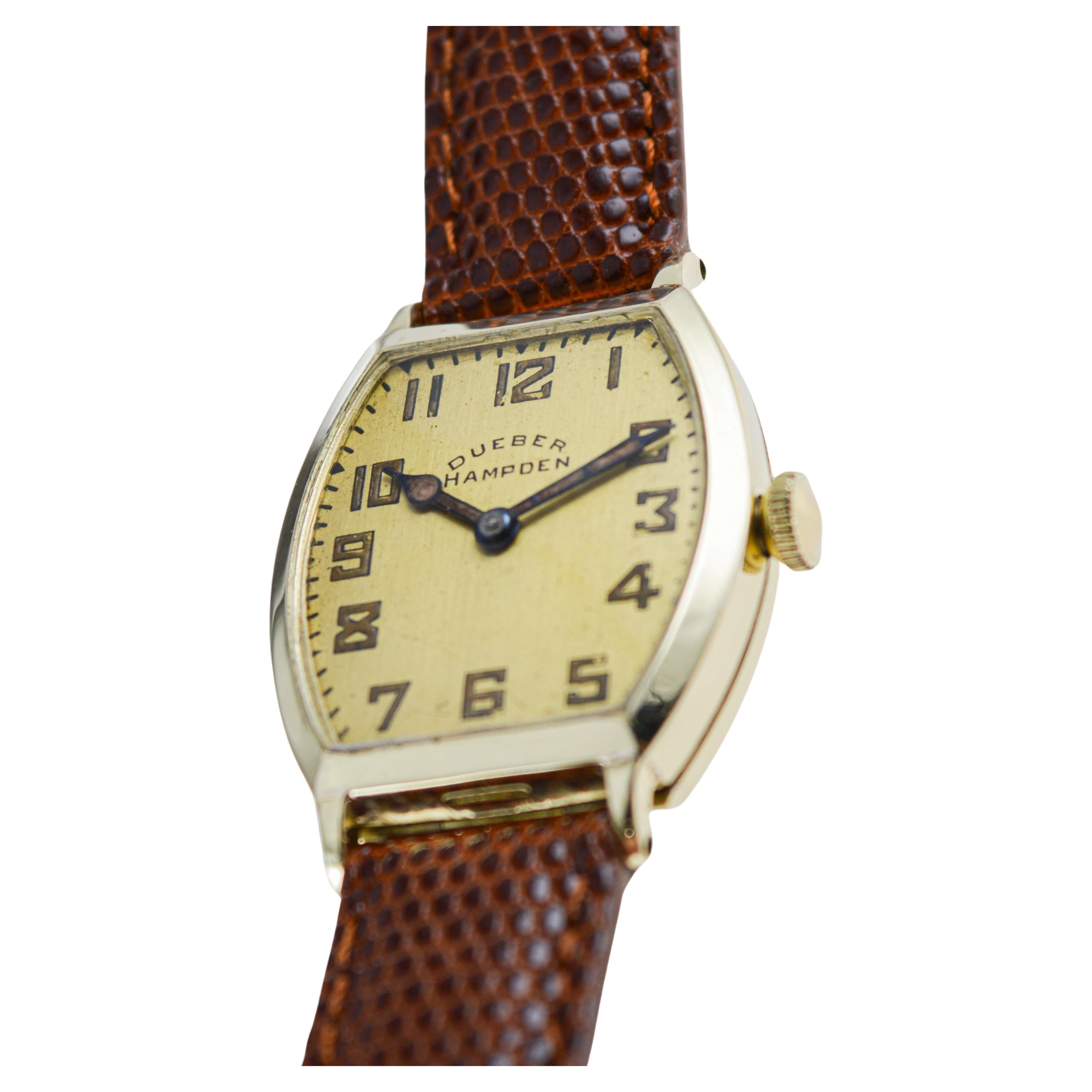 Dueber Hampden Yellow Gold Filled Art Deco Tonneau Shaped Watch circa, 1919 For Sale 2